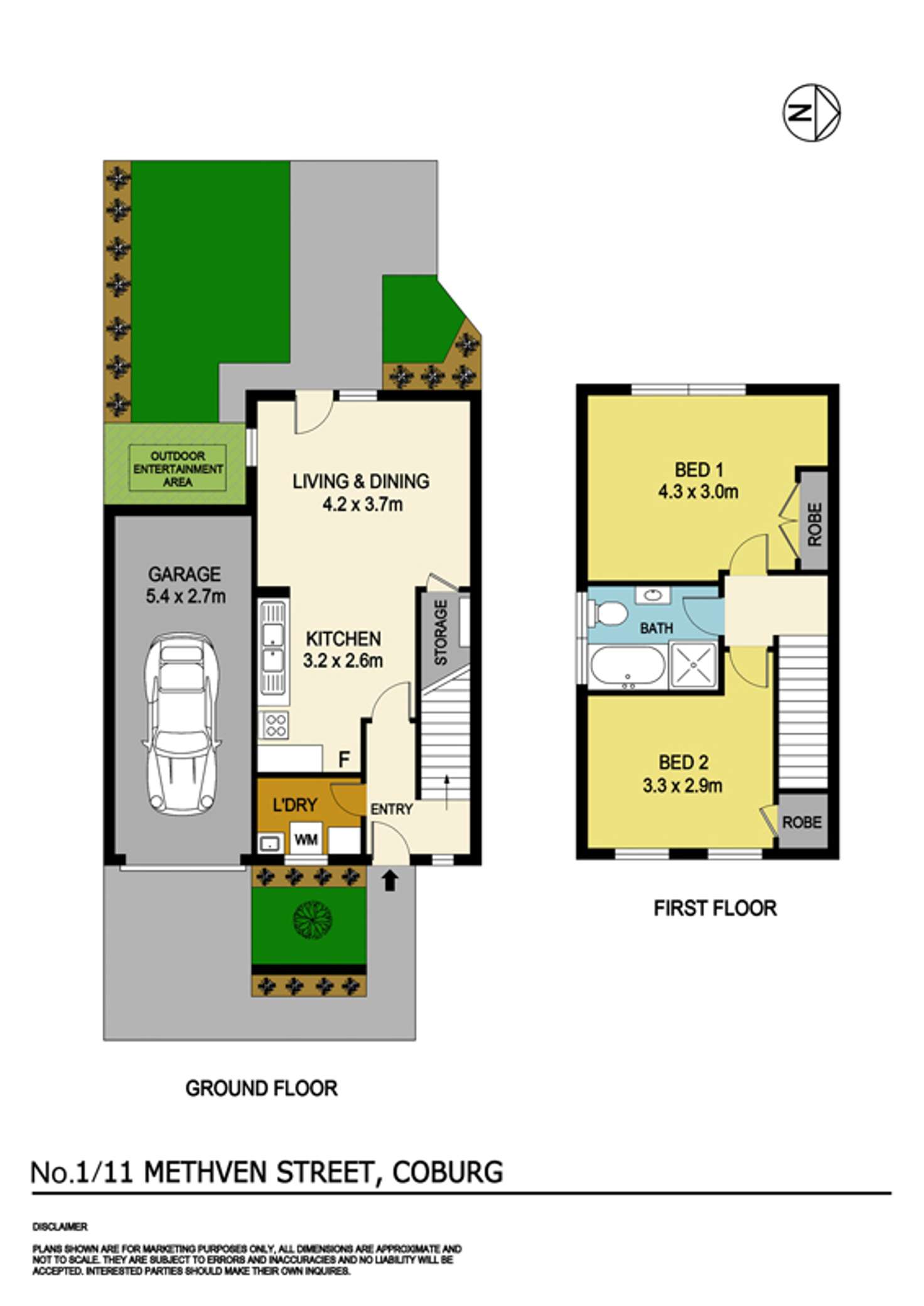 Floorplan of Homely townhouse listing, 1/11 Methven Street, Coburg VIC 3058