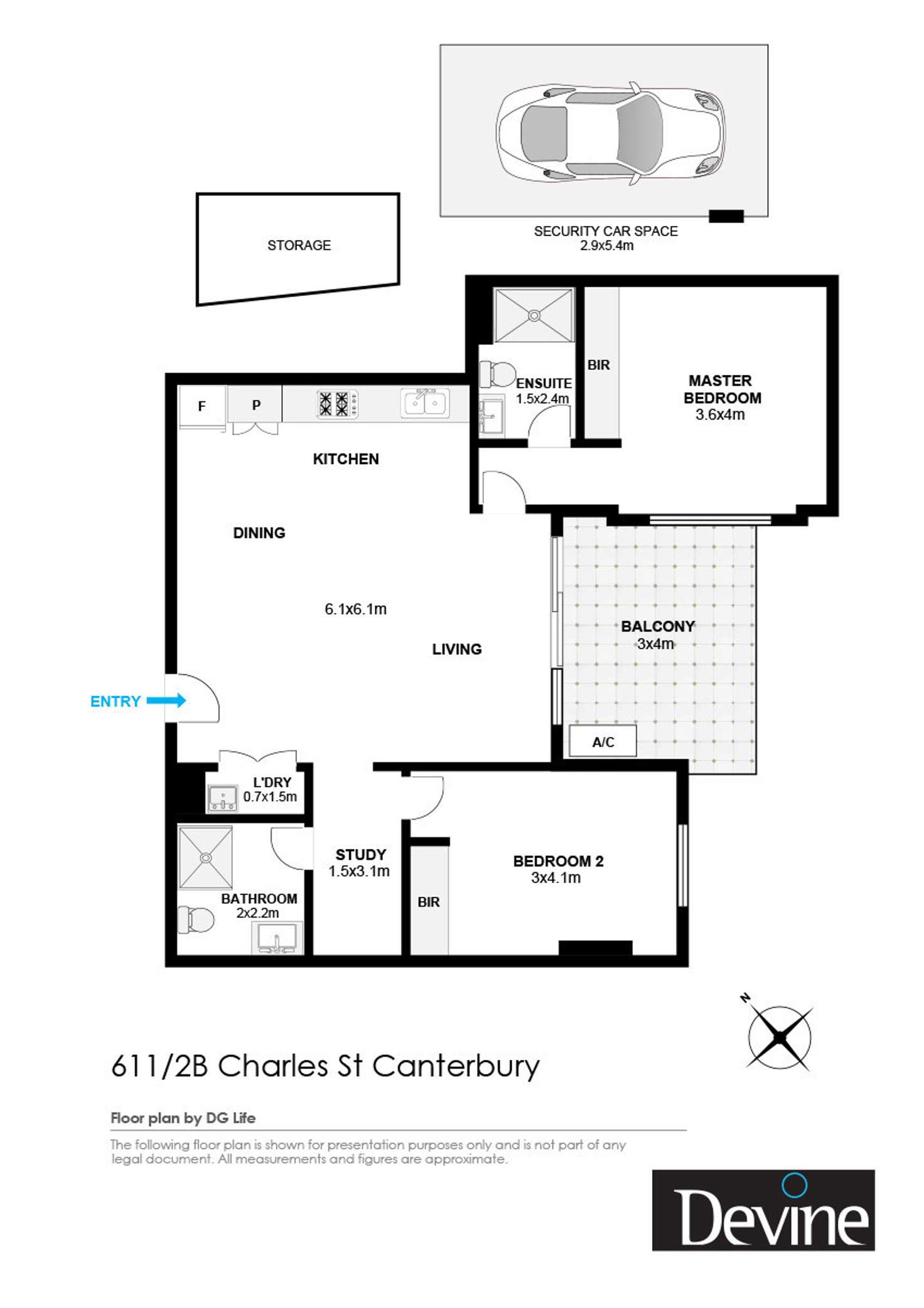 Floorplan of Homely apartment listing, 611/2B Charles Street, Canterbury NSW 2193