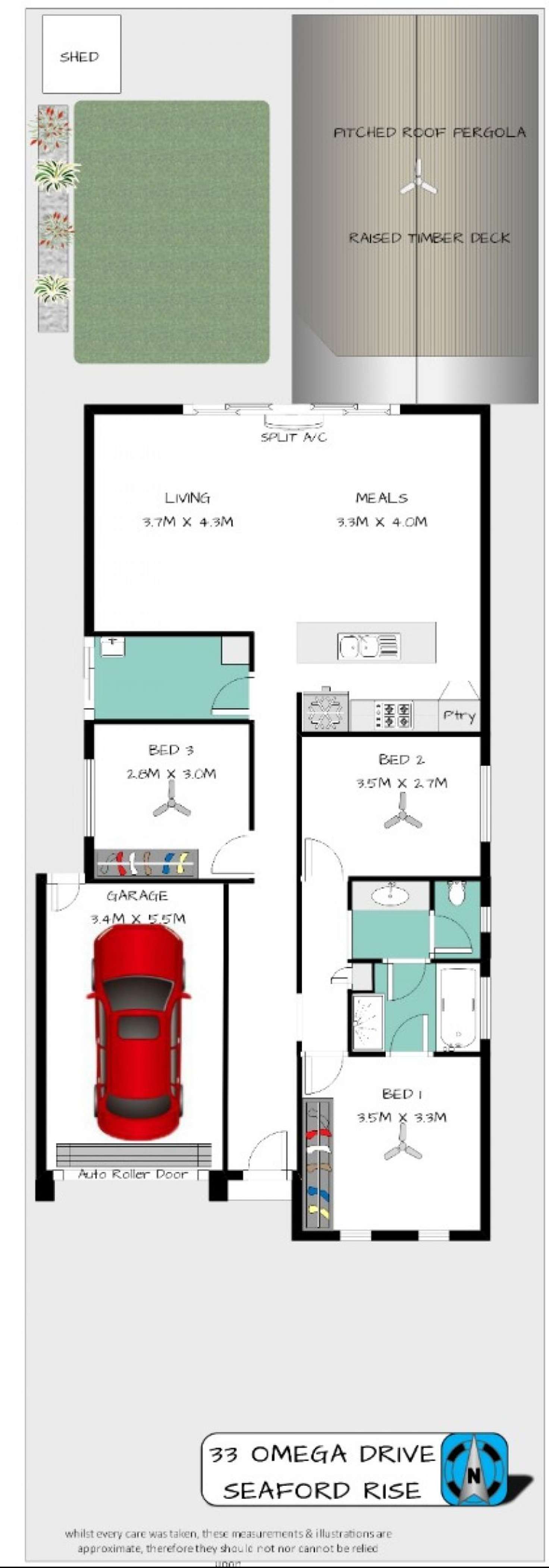 Floorplan of Homely house listing, 33 Omega Drive, Seaford Rise SA 5169