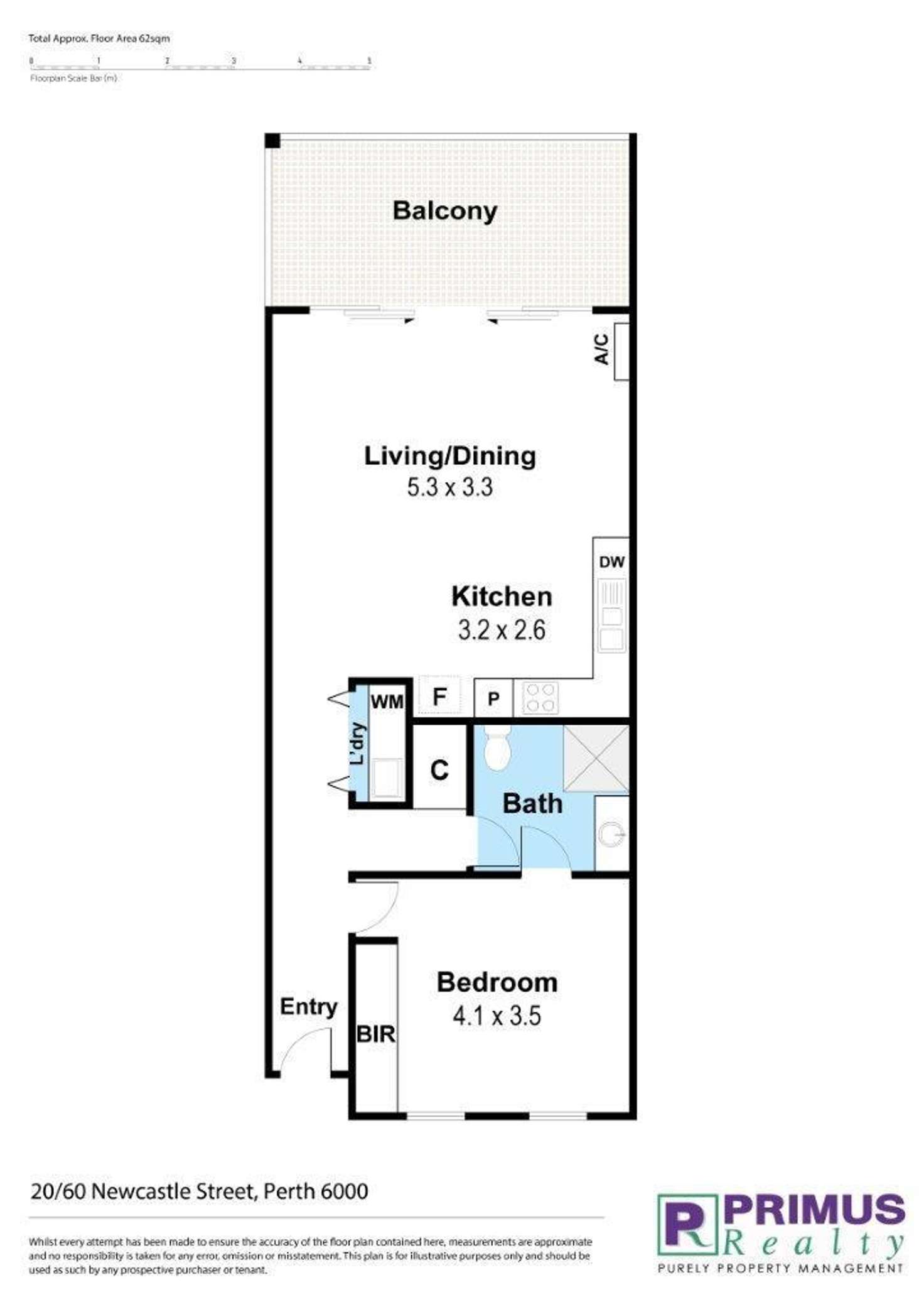 Floorplan of Homely apartment listing, 20/60 Newcastle Street, Perth WA 6000