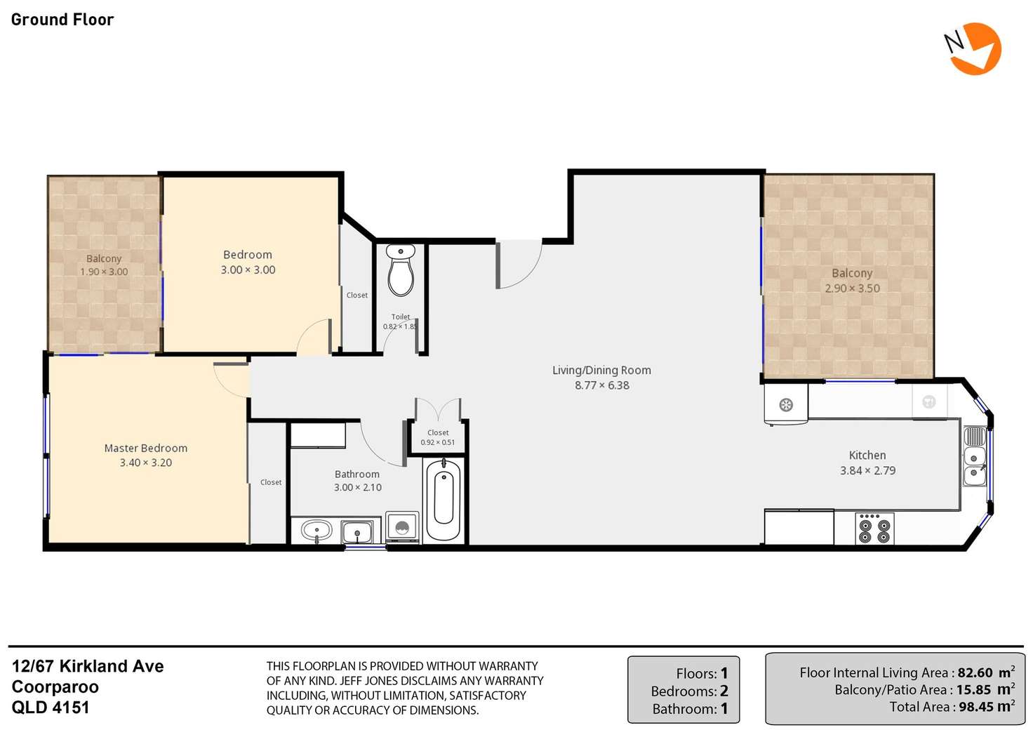 Floorplan of Homely unit listing, 12/63 Kirkland Avenue, Coorparoo QLD 4151