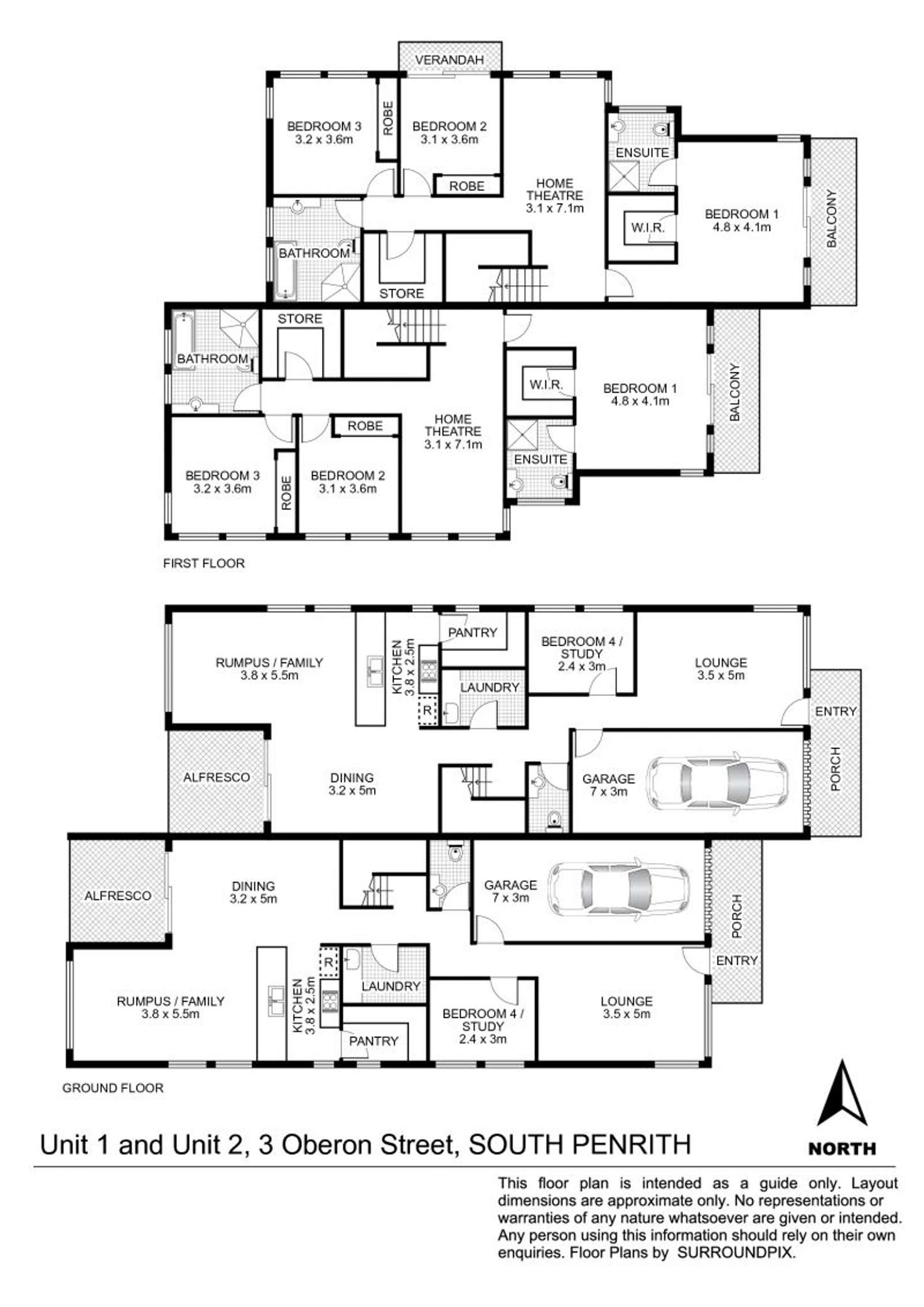 Floorplan of Homely semiDetached listing, 1/3 Oberon Crescent, South Penrith NSW 2750