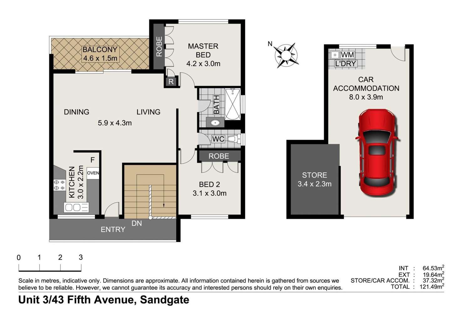 Floorplan of Homely unit listing, 3/43 Fifth Avenue, Sandgate QLD 4017