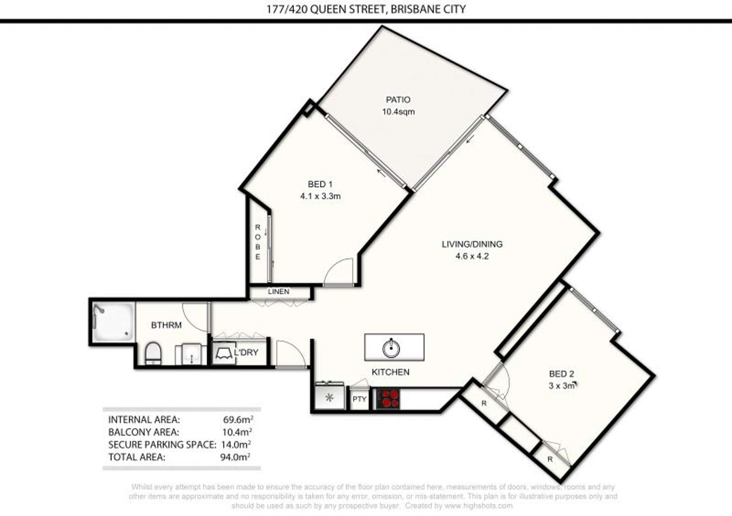 Floorplan of Homely apartment listing, 177/420 Queen Street, Brisbane City QLD 4000