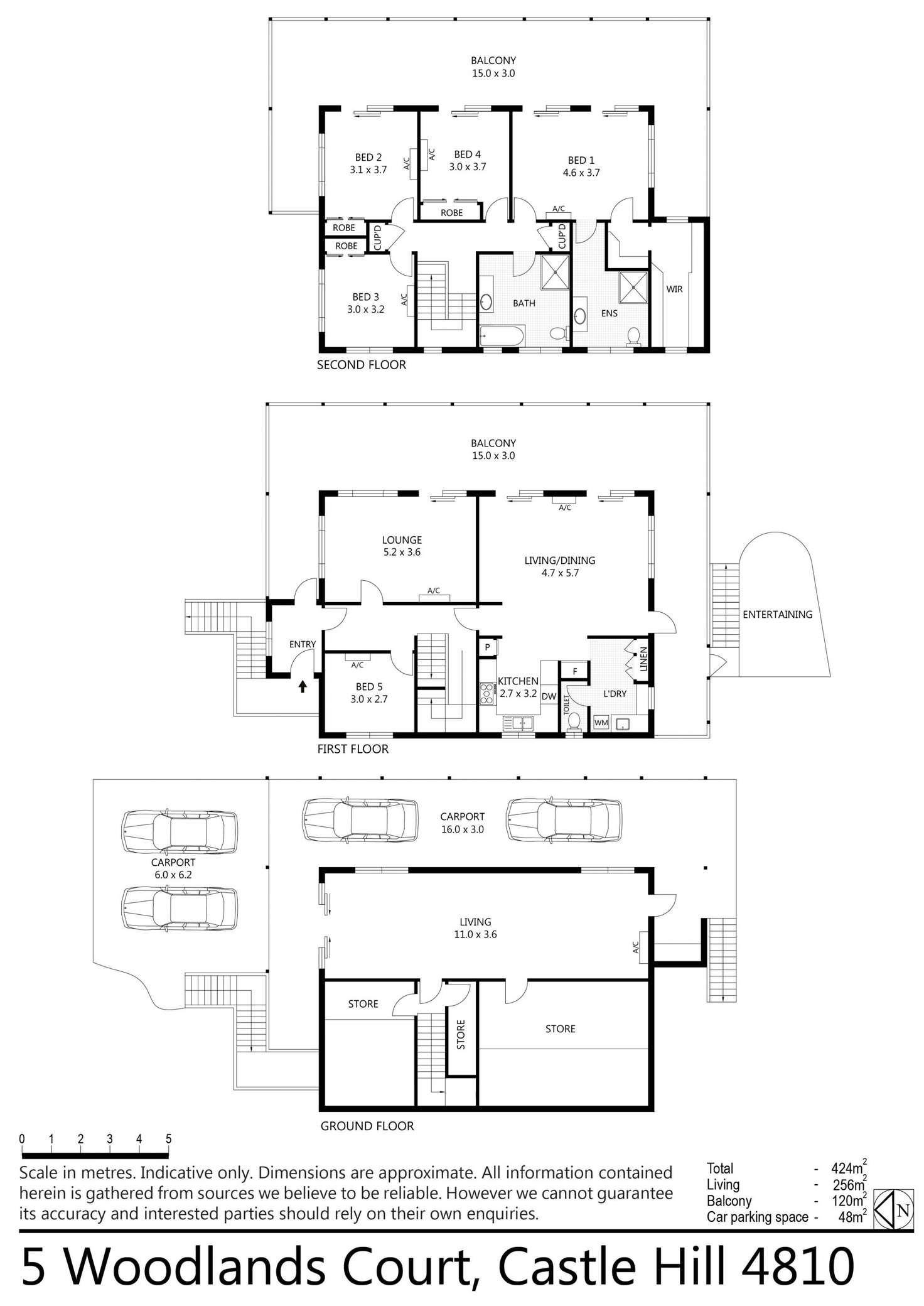 Floorplan of Homely house listing, 5 Woodlands Court, Castle Hill QLD 4810