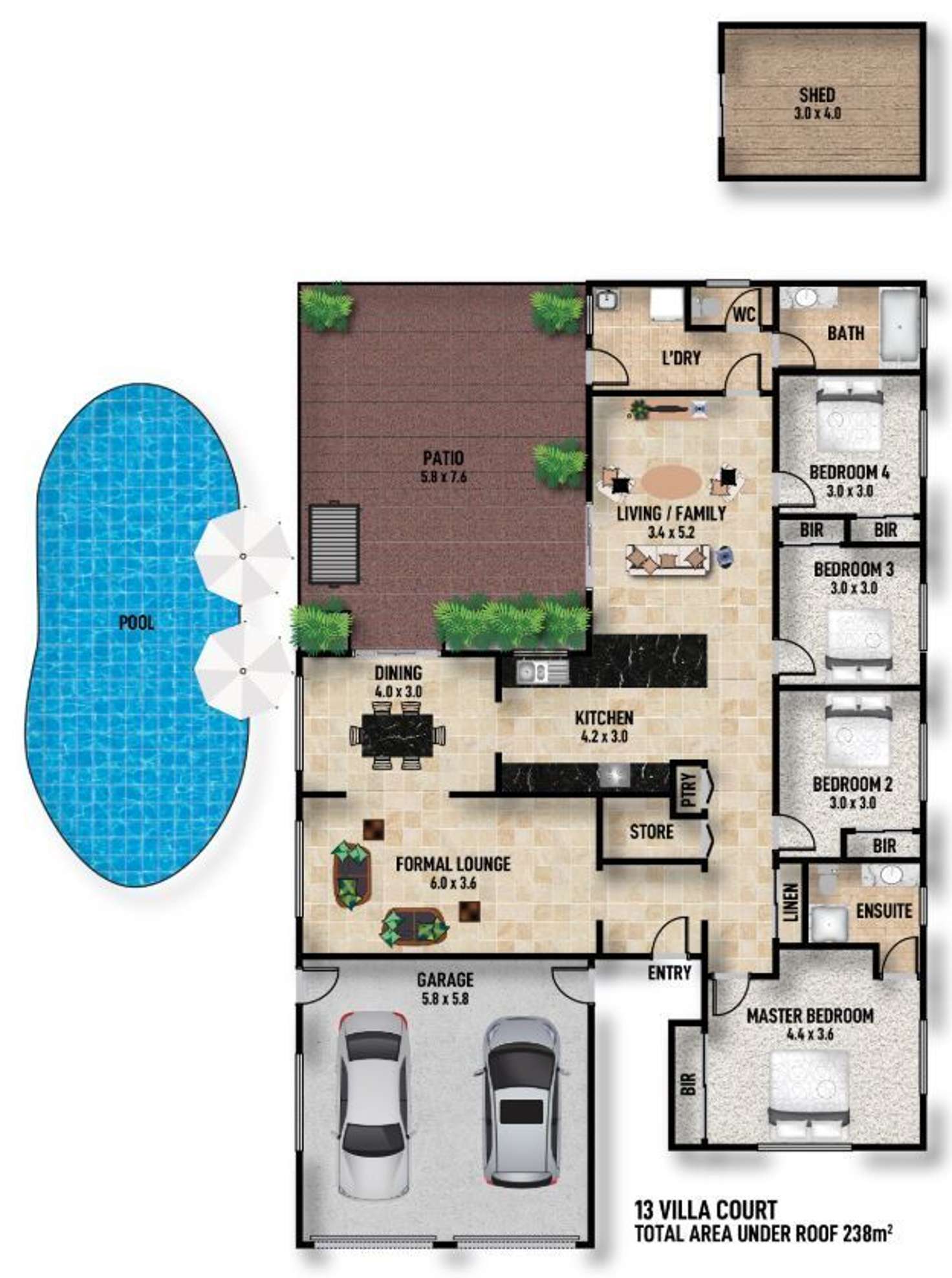 Floorplan of Homely house listing, 13 Villa Court, Kirwan QLD 4817