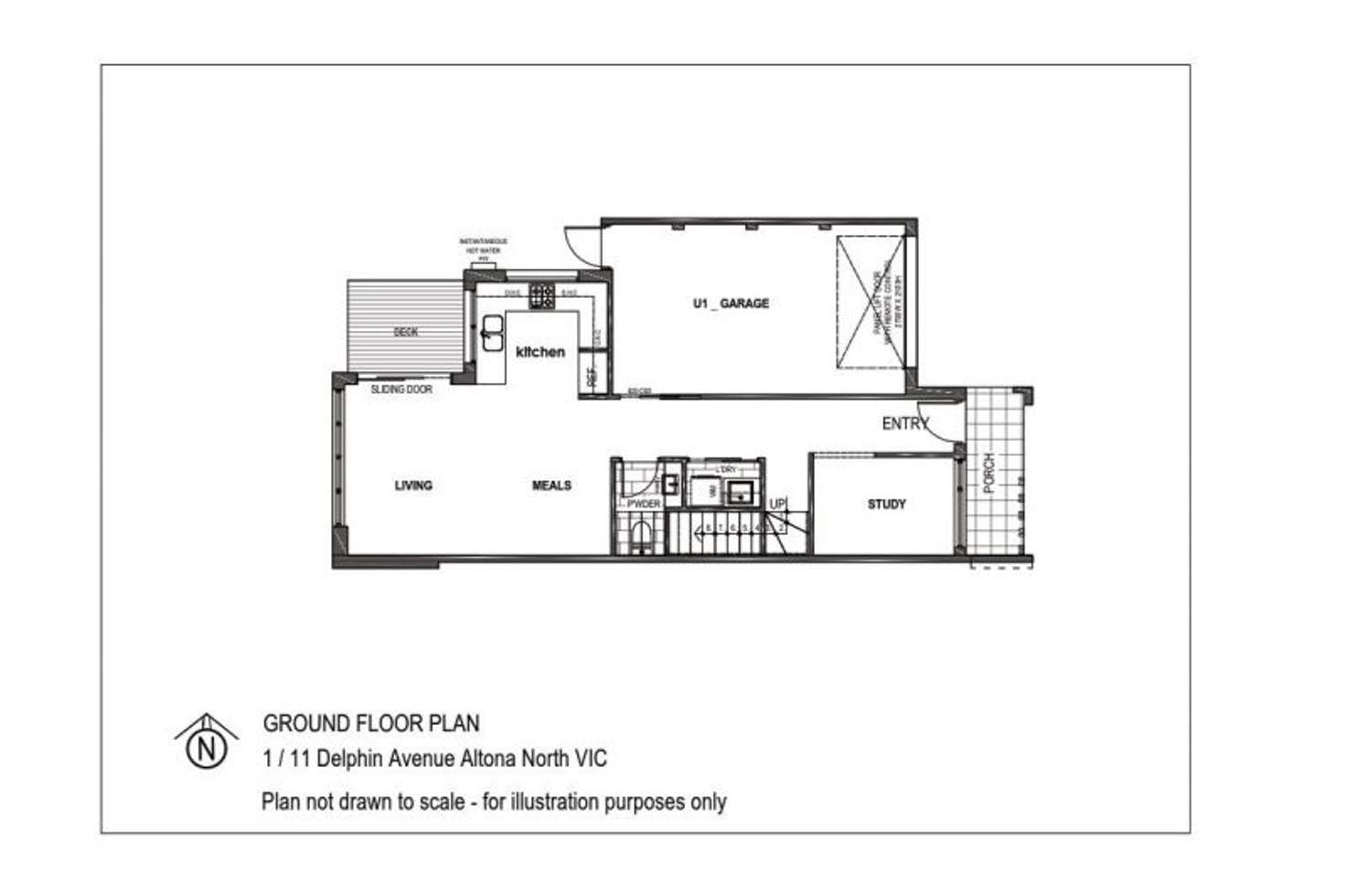 Floorplan of Homely townhouse listing, 1/11 Delphin Ave, Altona North VIC 3025