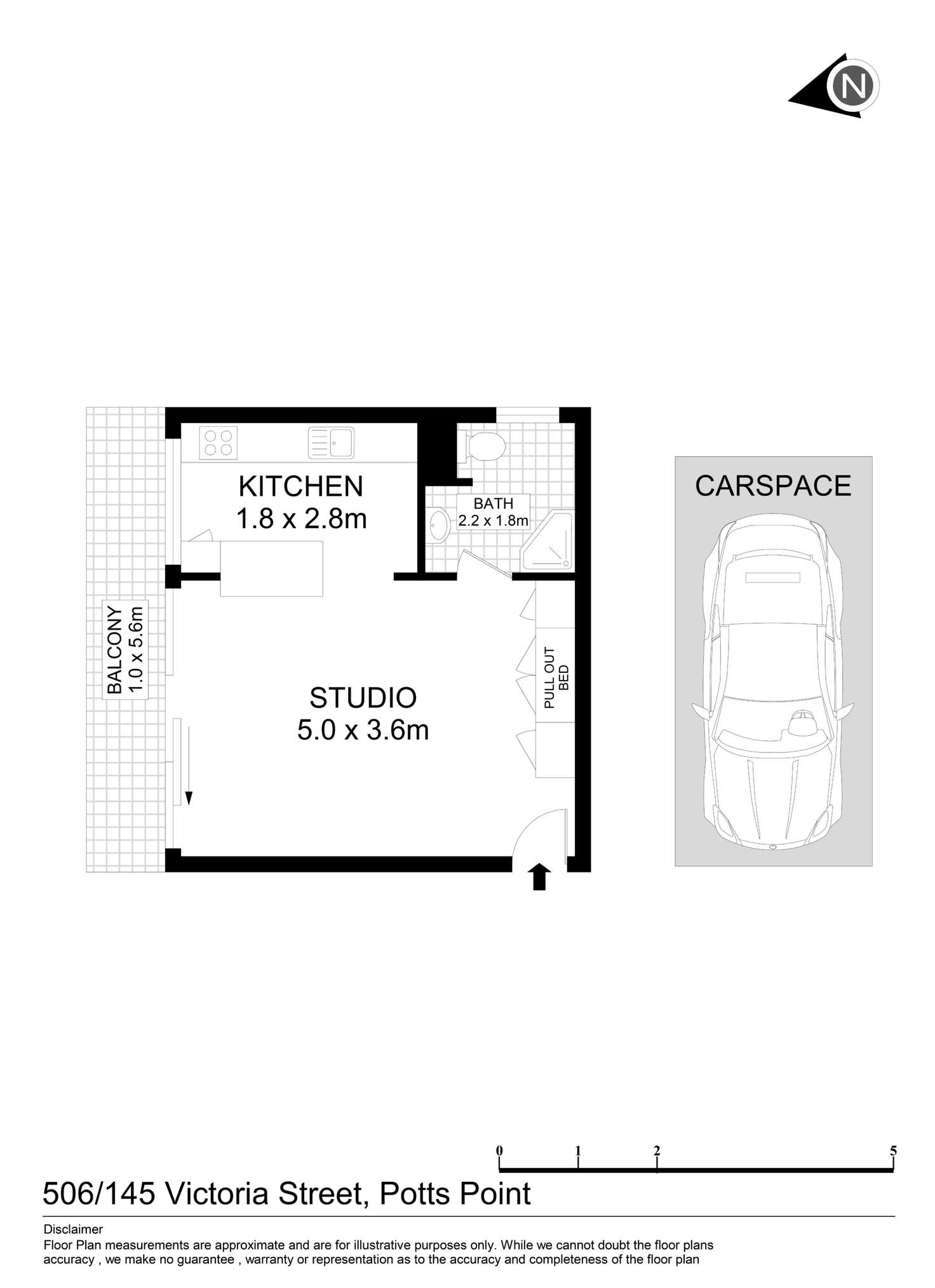 Floorplan of Homely studio listing, 506/145 Victoria Street, Potts Point NSW 2011