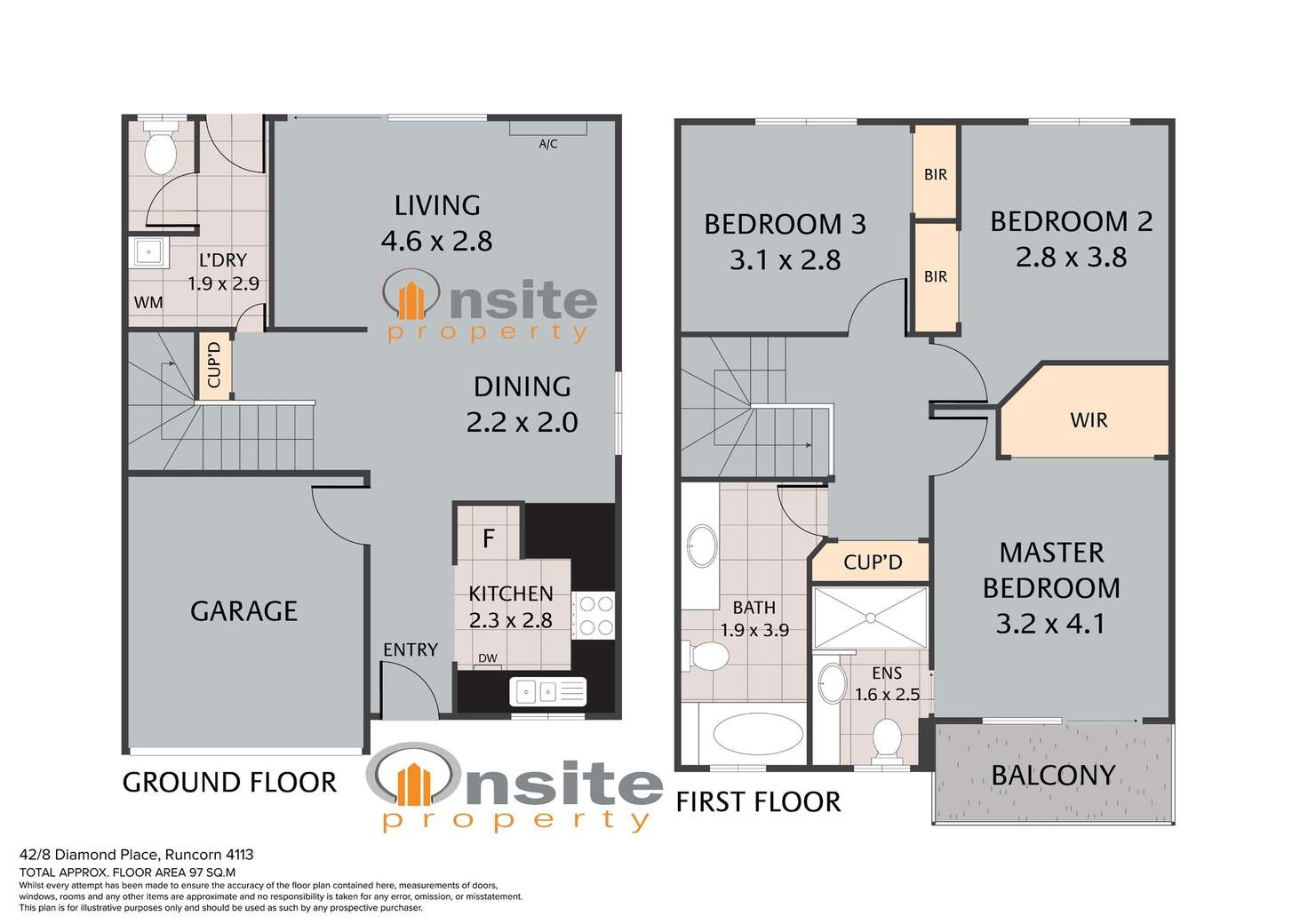 Floorplan of Homely townhouse listing, 42/8 Diamond Pl, Runcorn QLD 4113