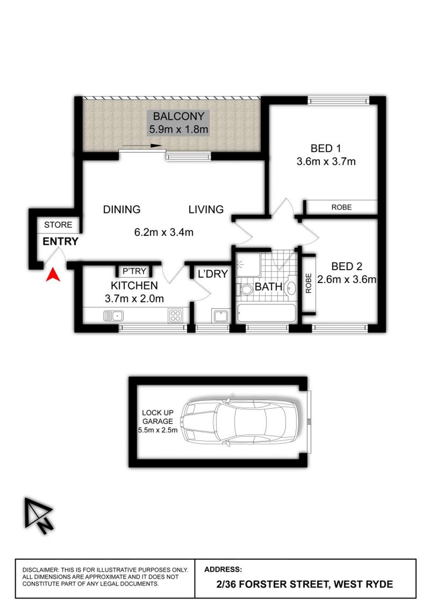 Floorplan of Homely apartment listing, 2/36 Forster Street, West Ryde NSW 2114