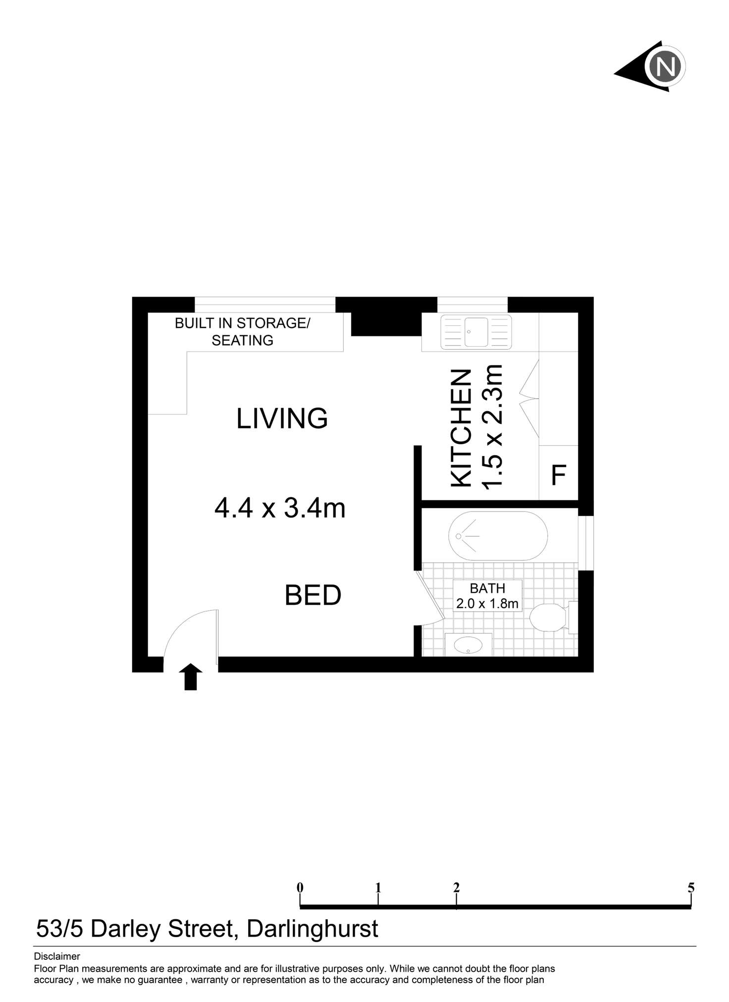 Floorplan of Homely studio listing, 53/5 Darley Street, Darlinghurst NSW 2010