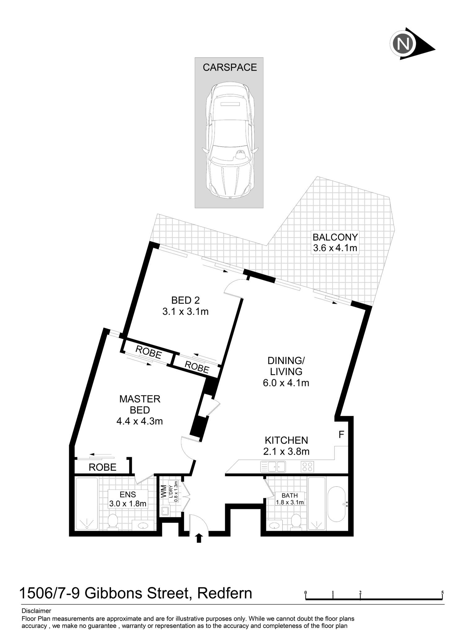 Floorplan of Homely apartment listing, 1506/7-9 Gibbons Street, Redfern NSW 2016