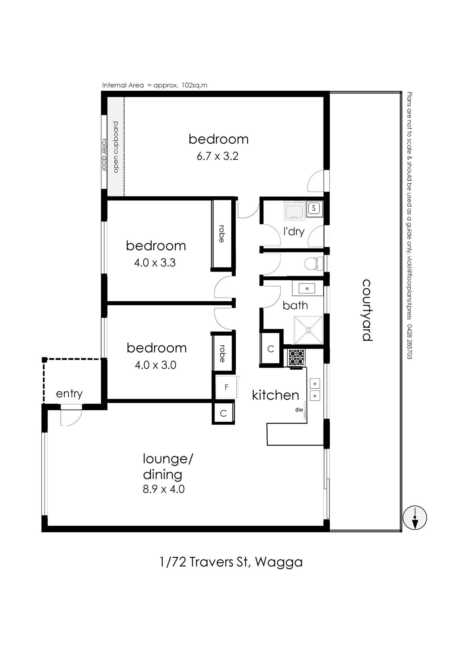 Floorplan of Homely unit listing, 1/72 Travers Street, Wagga Wagga NSW 2650