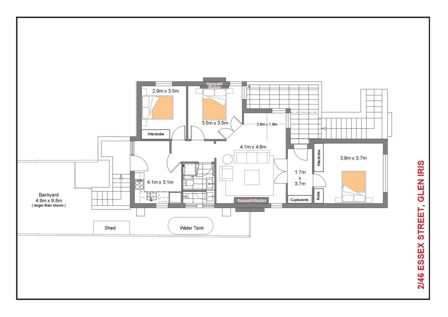 Floorplan of Homely apartment listing, 2/46 Essex Street, Glen Iris VIC 3146