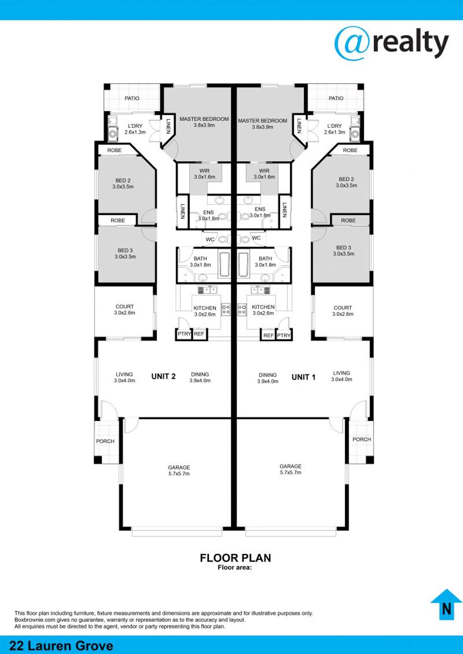 Floorplan of Homely semiDetached listing, 22 Lauren Grove, Upper Coomera QLD 4209