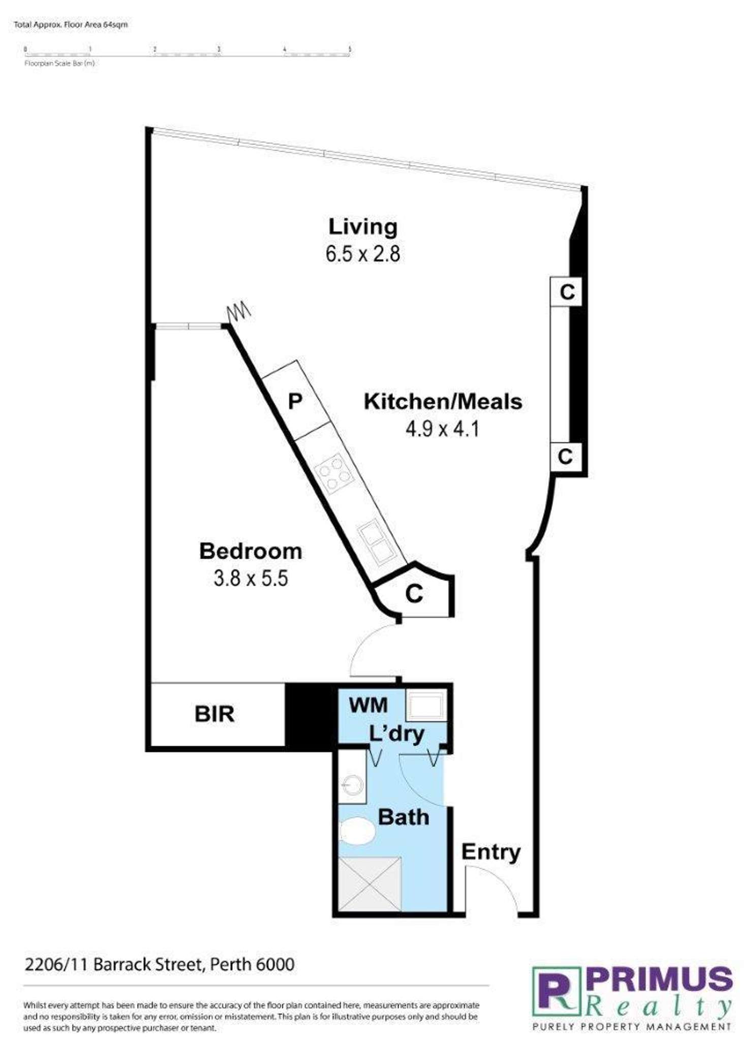 Floorplan of Homely apartment listing, 2206/11 Barrack Square, Perth WA 6000