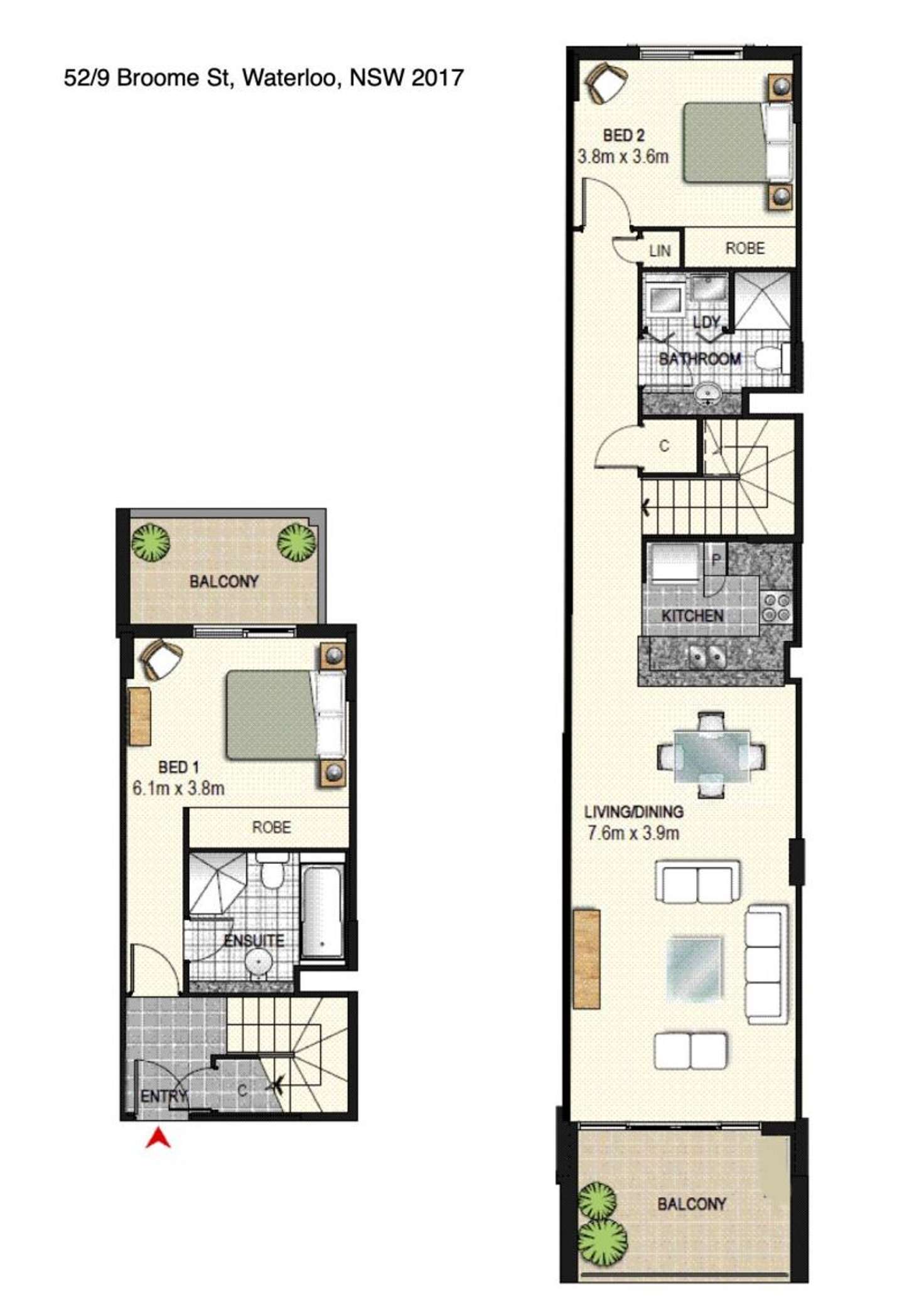 Floorplan of Homely apartment listing, 52/9 Broome St, Waterloo NSW 2017