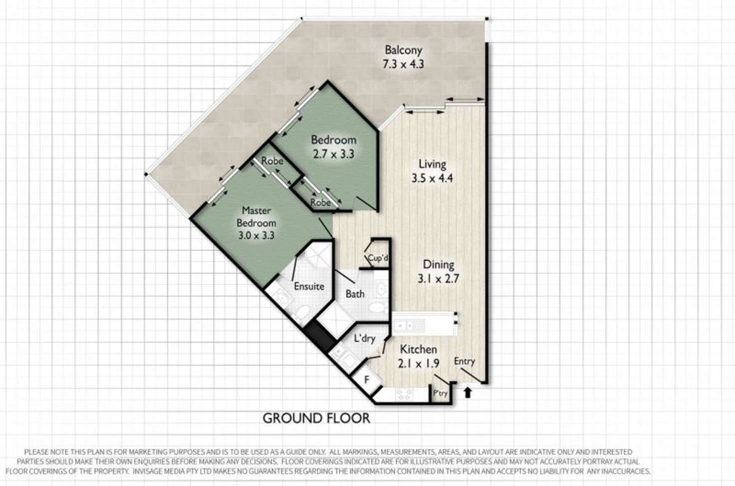 Floorplan of Homely unit listing, 3A/220 Marine Parade, Labrador QLD 4215