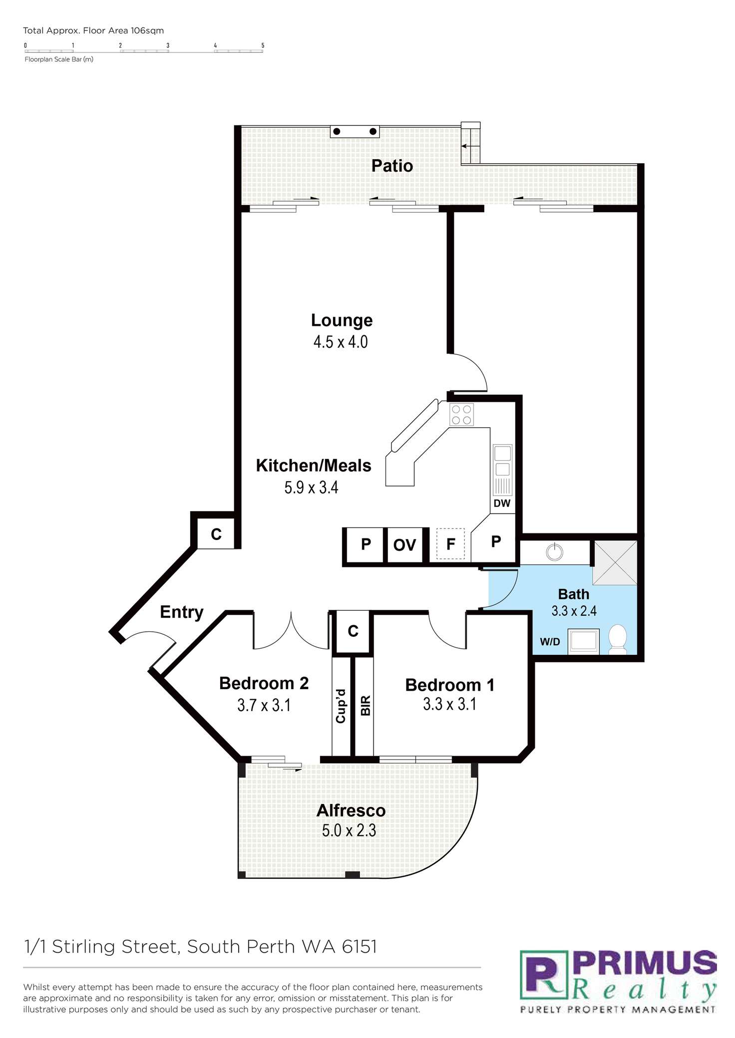 Floorplan of Homely apartment listing, 1/1 Stirling Street, South Perth WA 6151