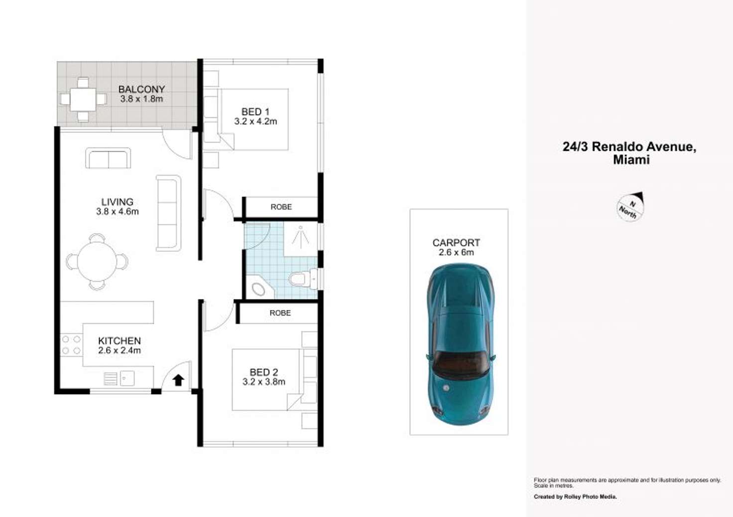 Floorplan of Homely apartment listing, 24/3 Redondo Avenue, Miami QLD 4220