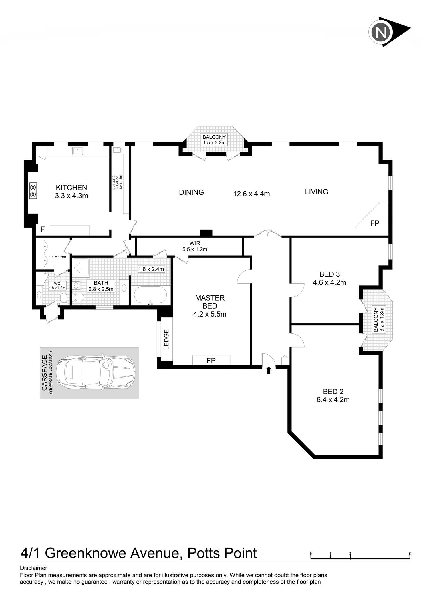 Floorplan of Homely apartment listing, 4/1 Greenknowe Avenue, Elizabeth Bay NSW 2011