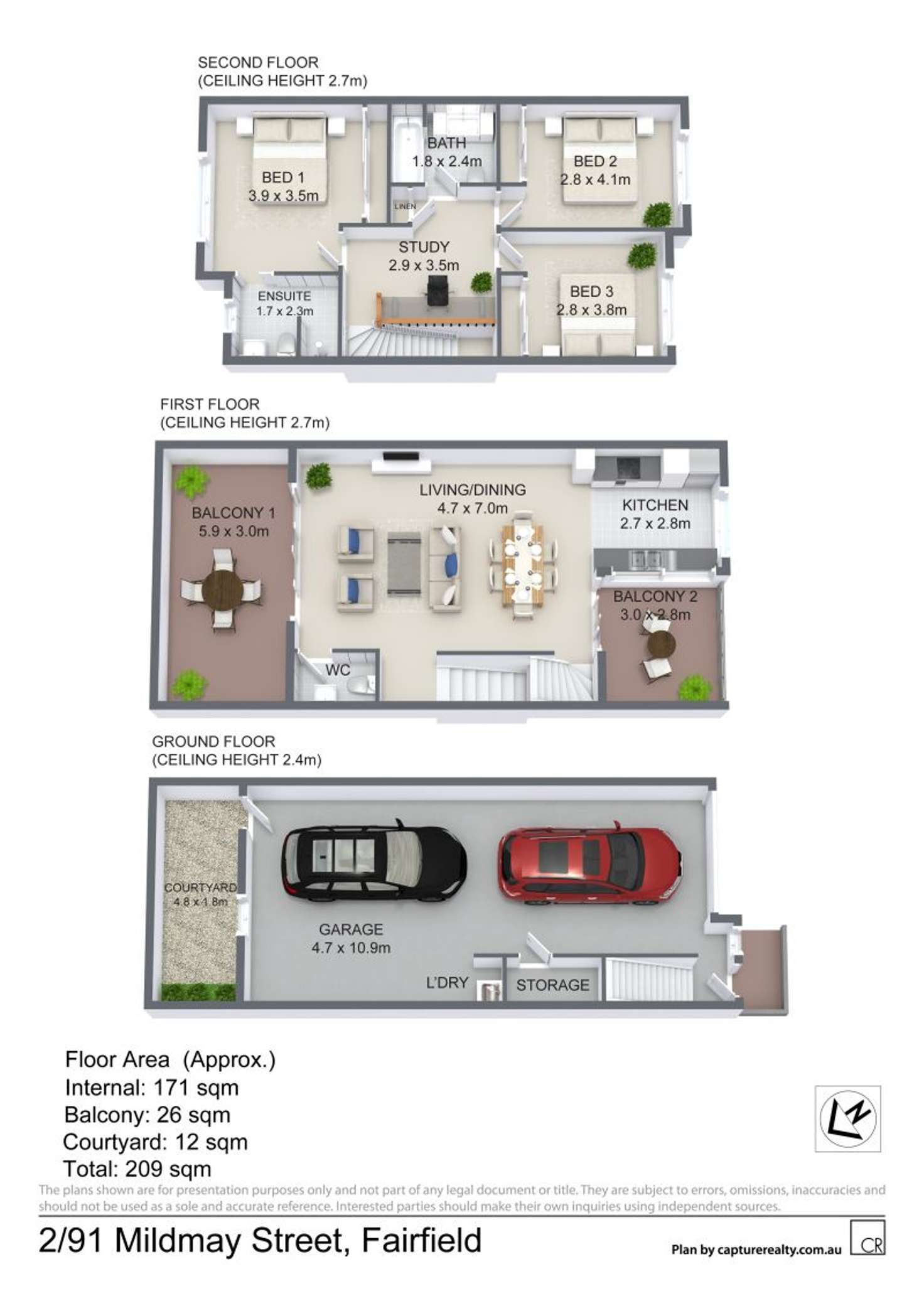 Floorplan of Homely townhouse listing, 2/91 Mildmay Street, Fairfield QLD 4103