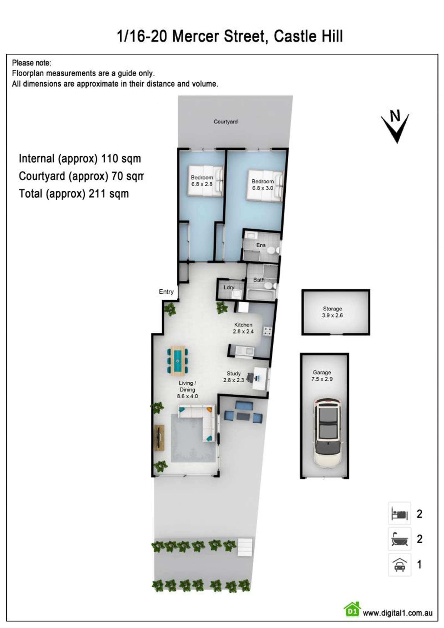 Floorplan of Homely apartment listing, 1/16-20 Mercer Street, Castle Hill NSW 2154