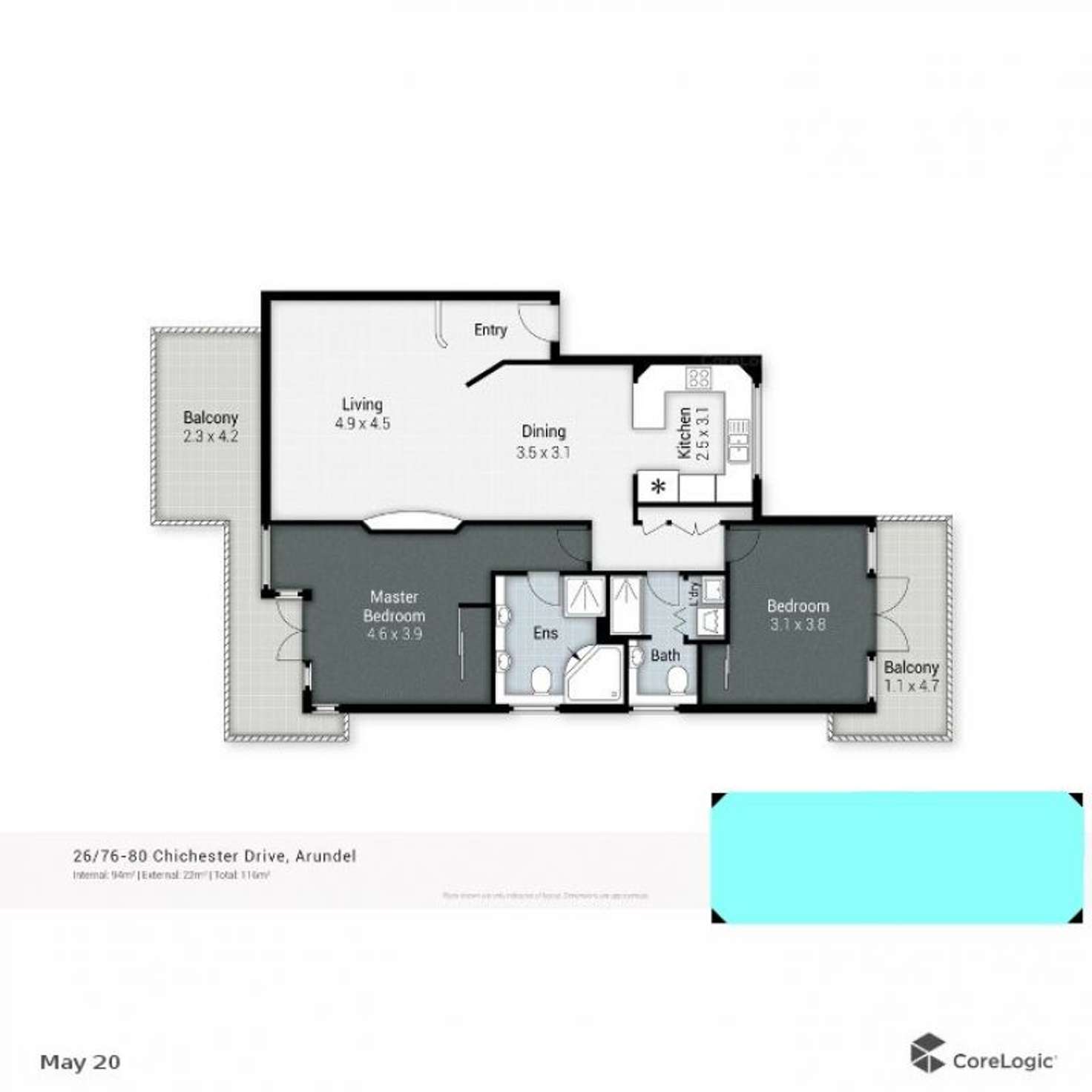 Floorplan of Homely apartment listing, 26/76-80 Chichester Drive, Arundel QLD 4214