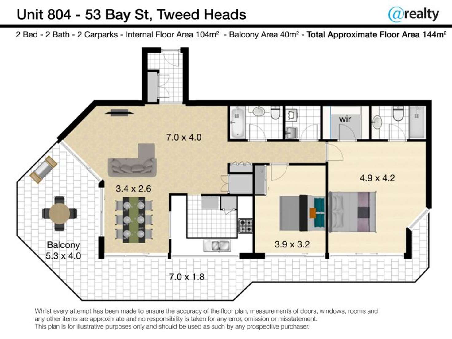 Floorplan of Homely apartment listing, 804/53 Bay Street, Tweed Heads NSW 2485