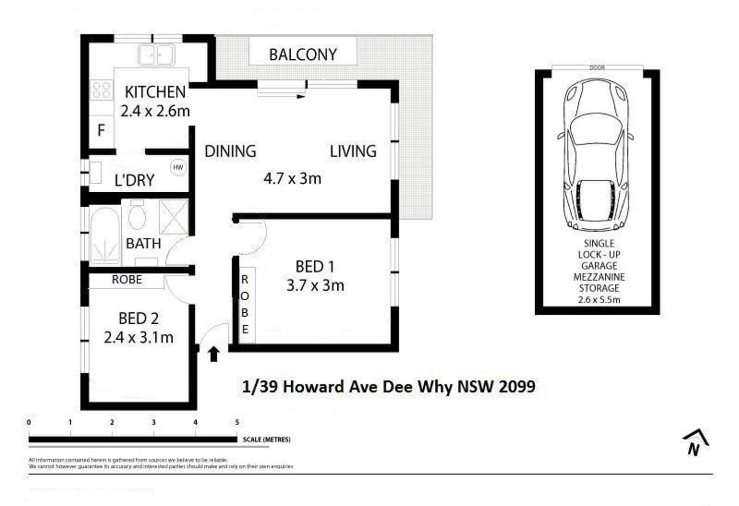Floorplan of Homely unit listing, 1/39 Howard Avenue, Dee Why NSW 2099