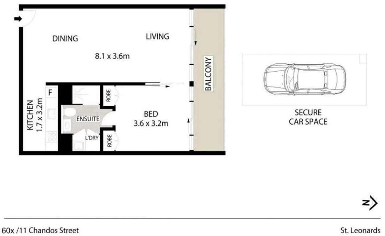 Floorplan of Homely apartment listing, 60x/11 Chandos St, St Leonards NSW 2065