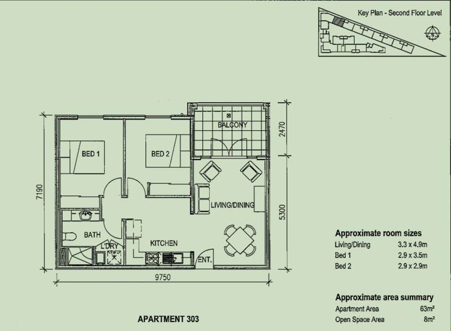 Floorplan of Homely unit listing, 303/9 Morton Ave, Carnegie VIC 3163