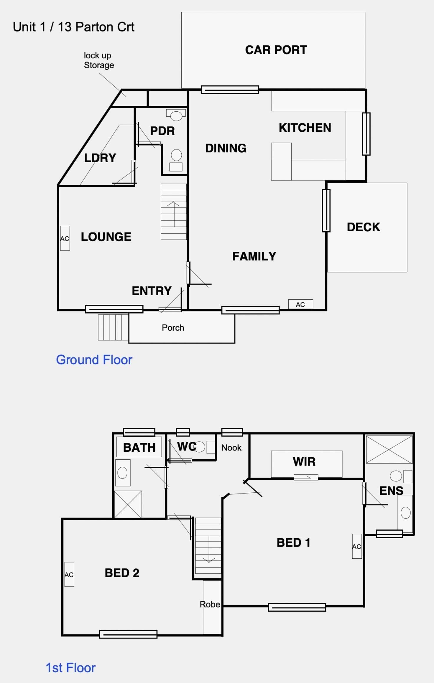 Floorplan of Homely townhouse listing, 1/13 Parton Court, Carnegie VIC 3163