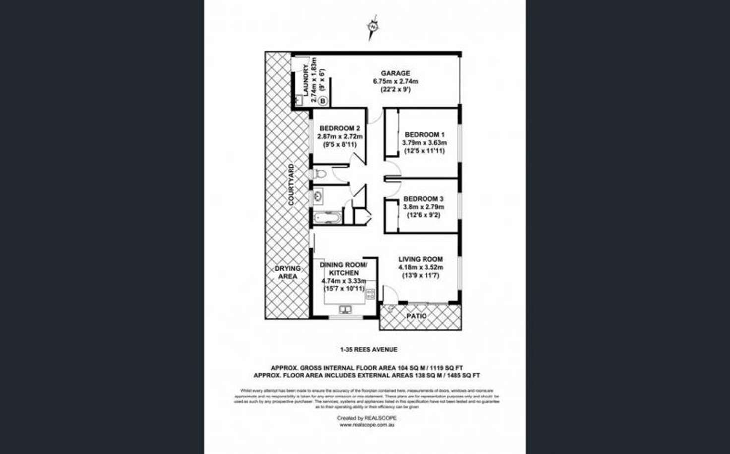 Floorplan of Homely townhouse listing, 1/35 Rees Avenue, Coorparoo QLD 4151