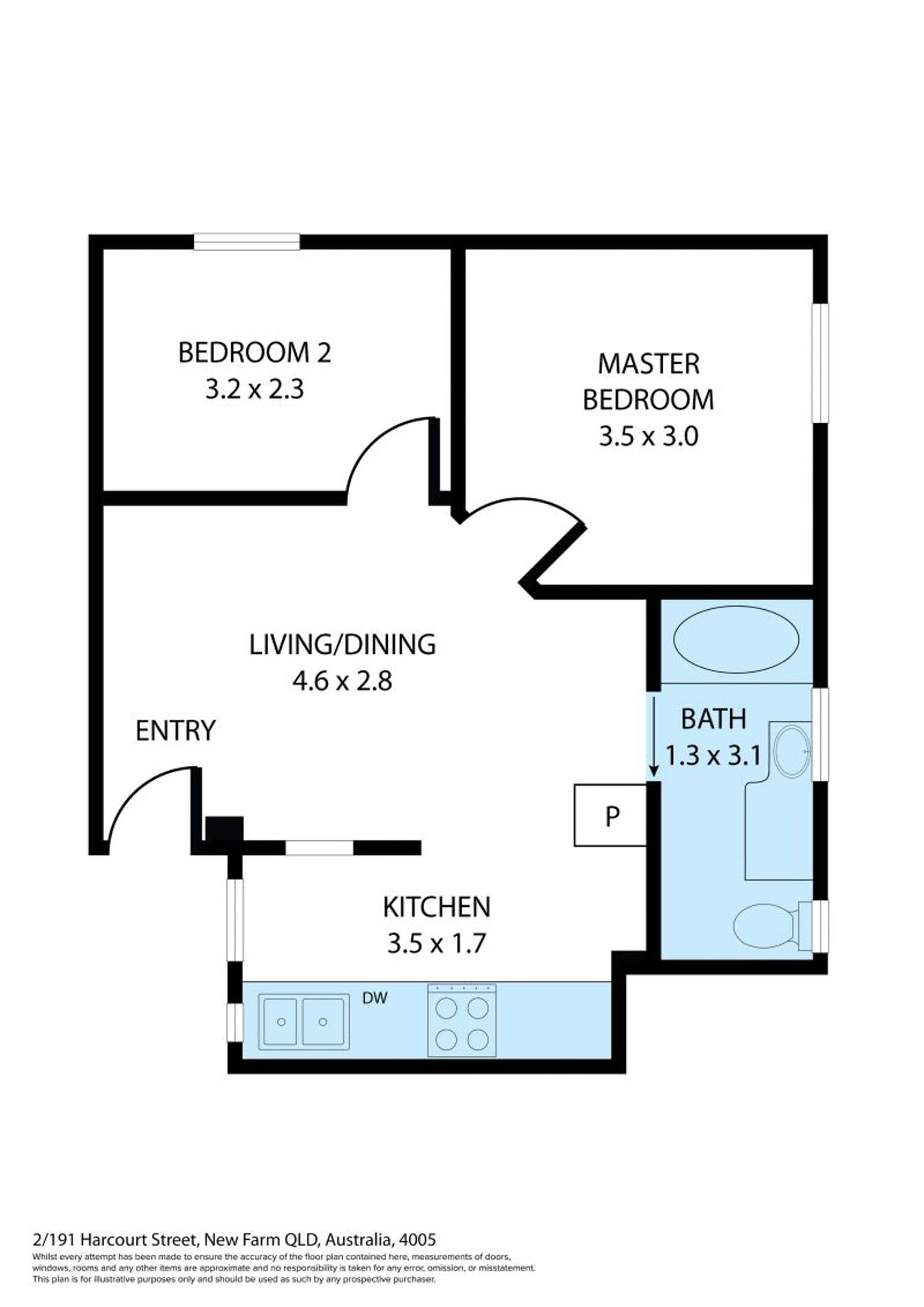 Floorplan of Homely apartment listing, 2/191 Harcourt Street, New Farm QLD 4005