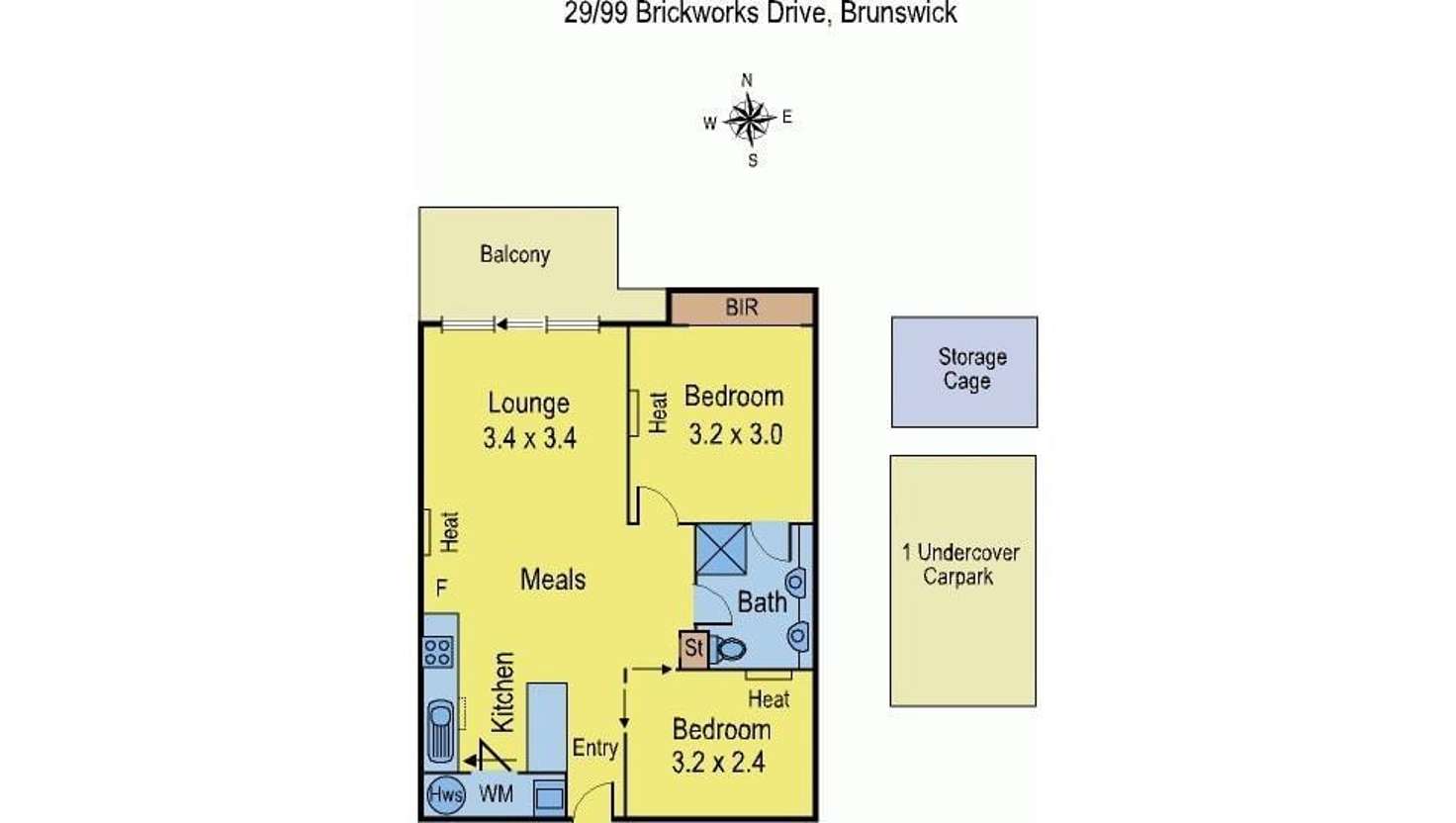 Floorplan of Homely apartment listing, 29/99 Brickworks Drive, Brunswick VIC 3056