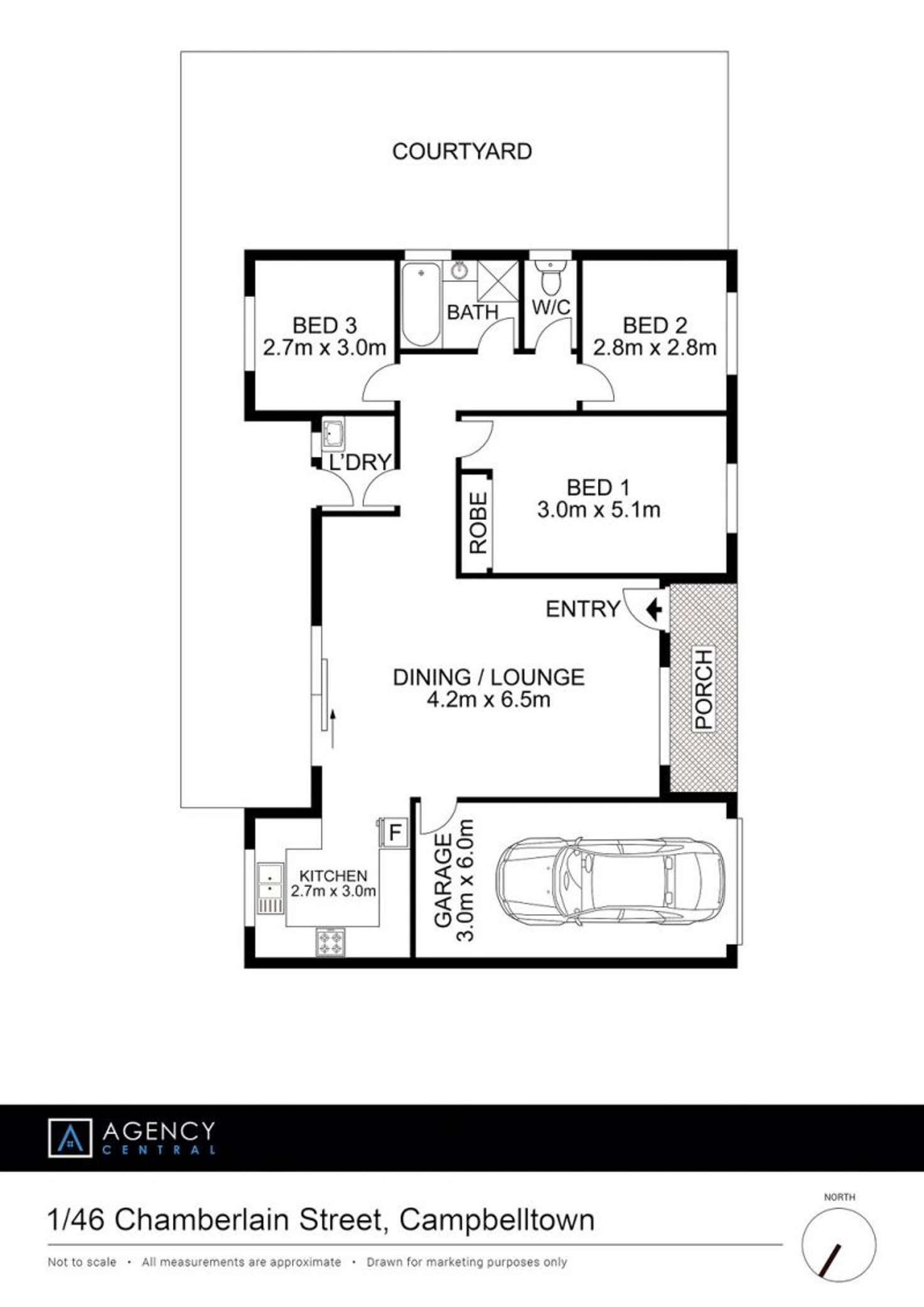 Floorplan of Homely villa listing, 1/46 Chamberlain Street, Campbelltown NSW 2560