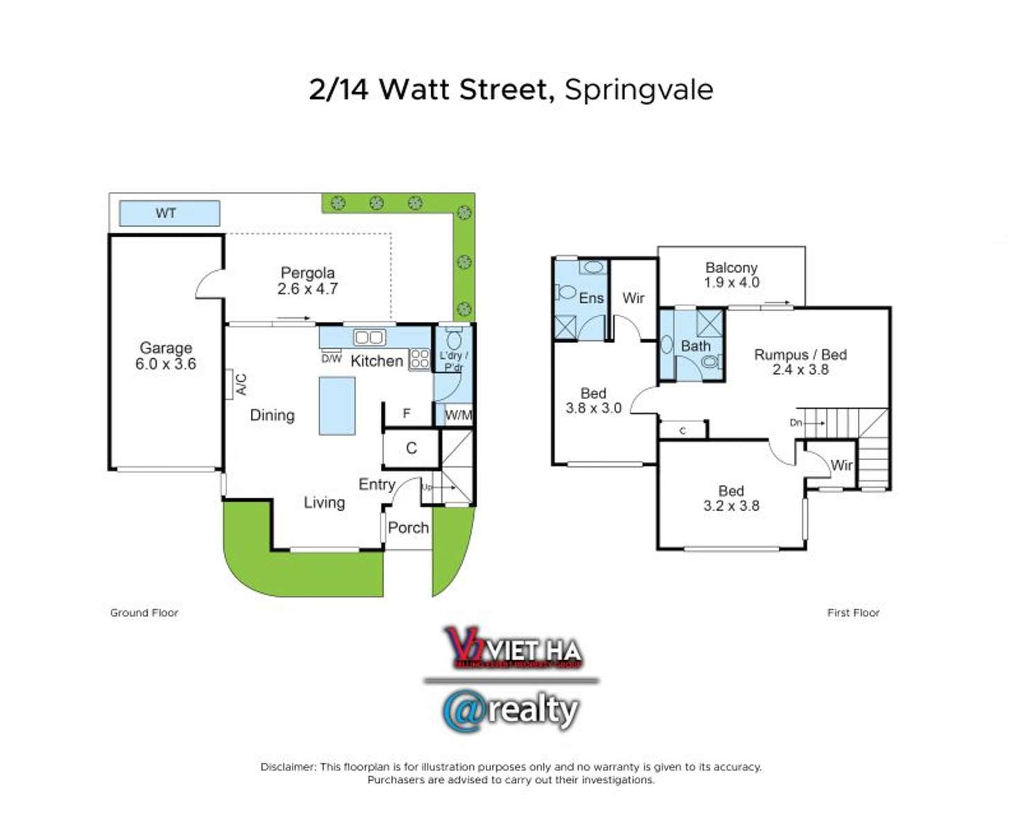 Floorplan of Homely townhouse listing, 2/14 Watt Street, Springvale VIC 3171