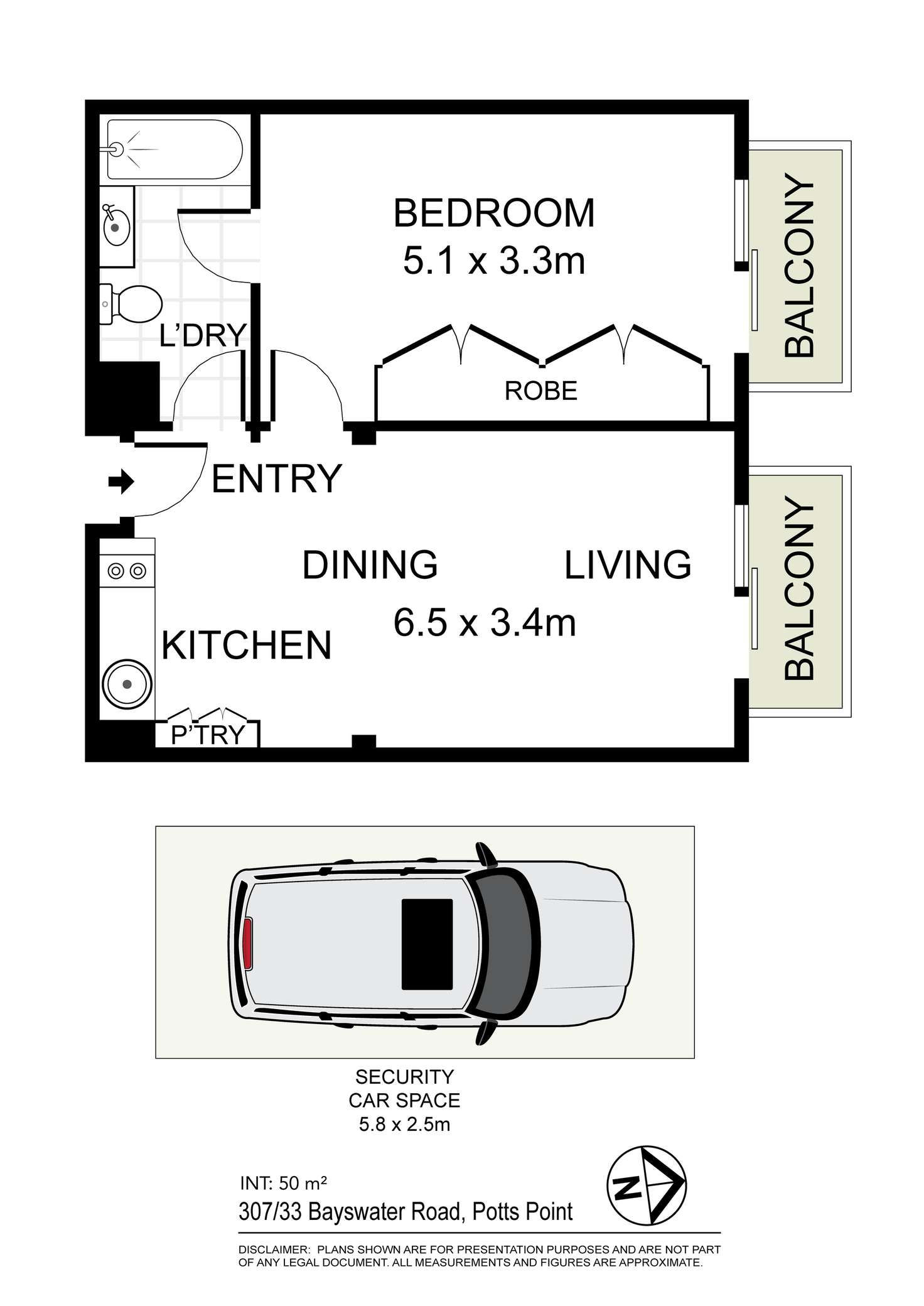 Floorplan of Homely apartment listing, 307/19-35 Bayswater Road, Potts Point NSW 2011