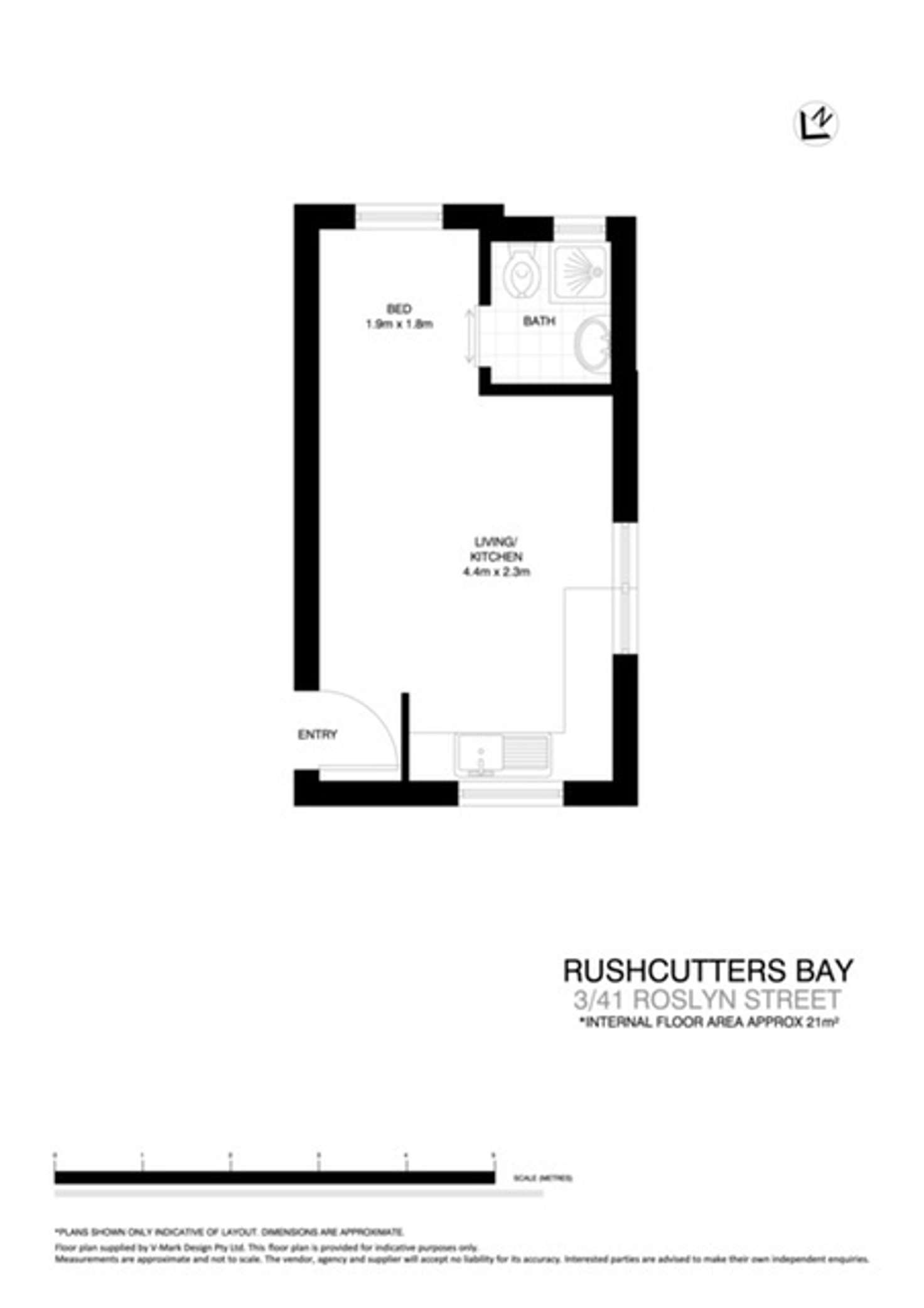 Floorplan of Homely studio listing, 3/41 Roslyn Street, Rushcutters Bay NSW 2011