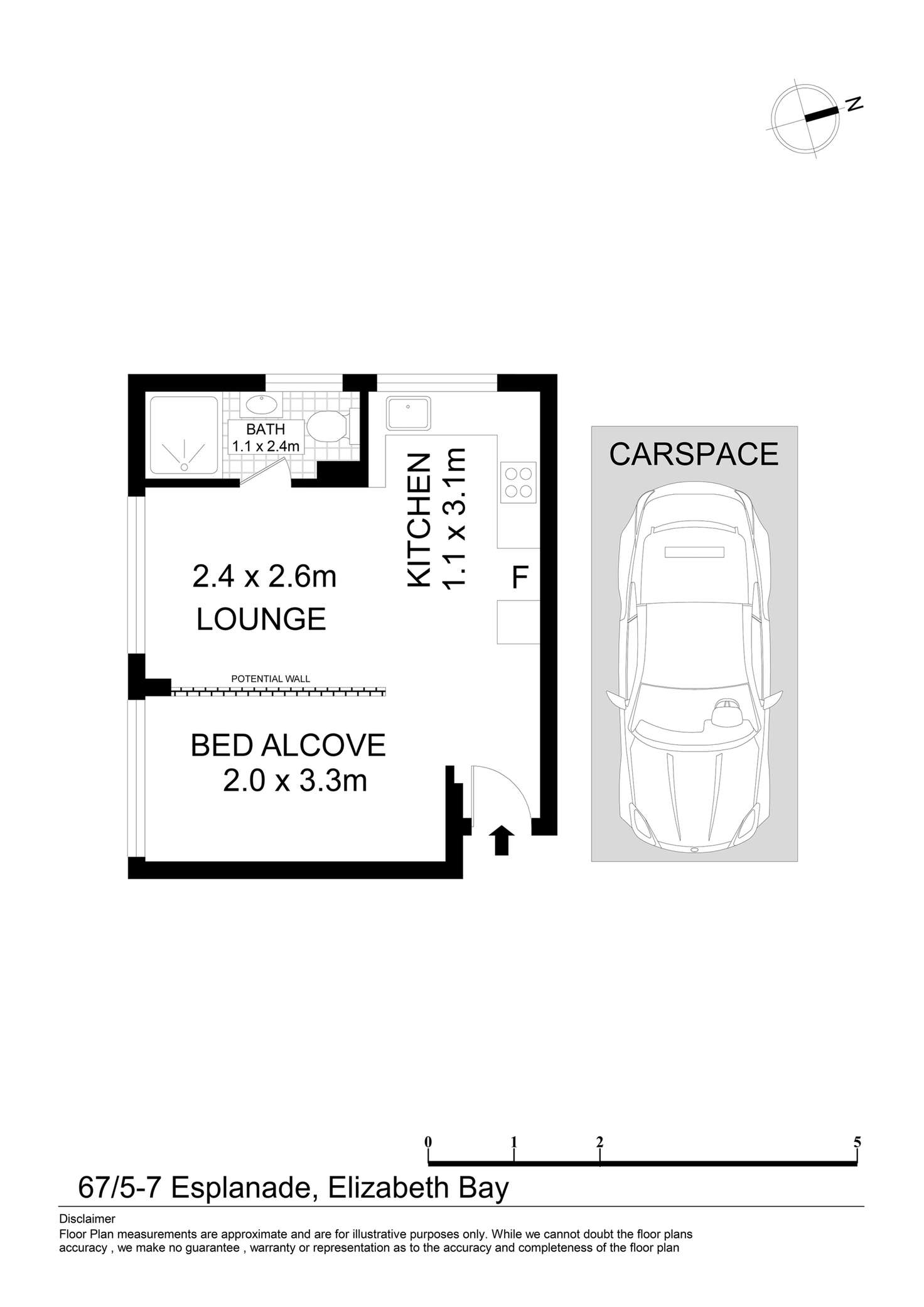 Floorplan of Homely studio listing, 67/5-7 Esplanade, Elizabeth Bay NSW 2011
