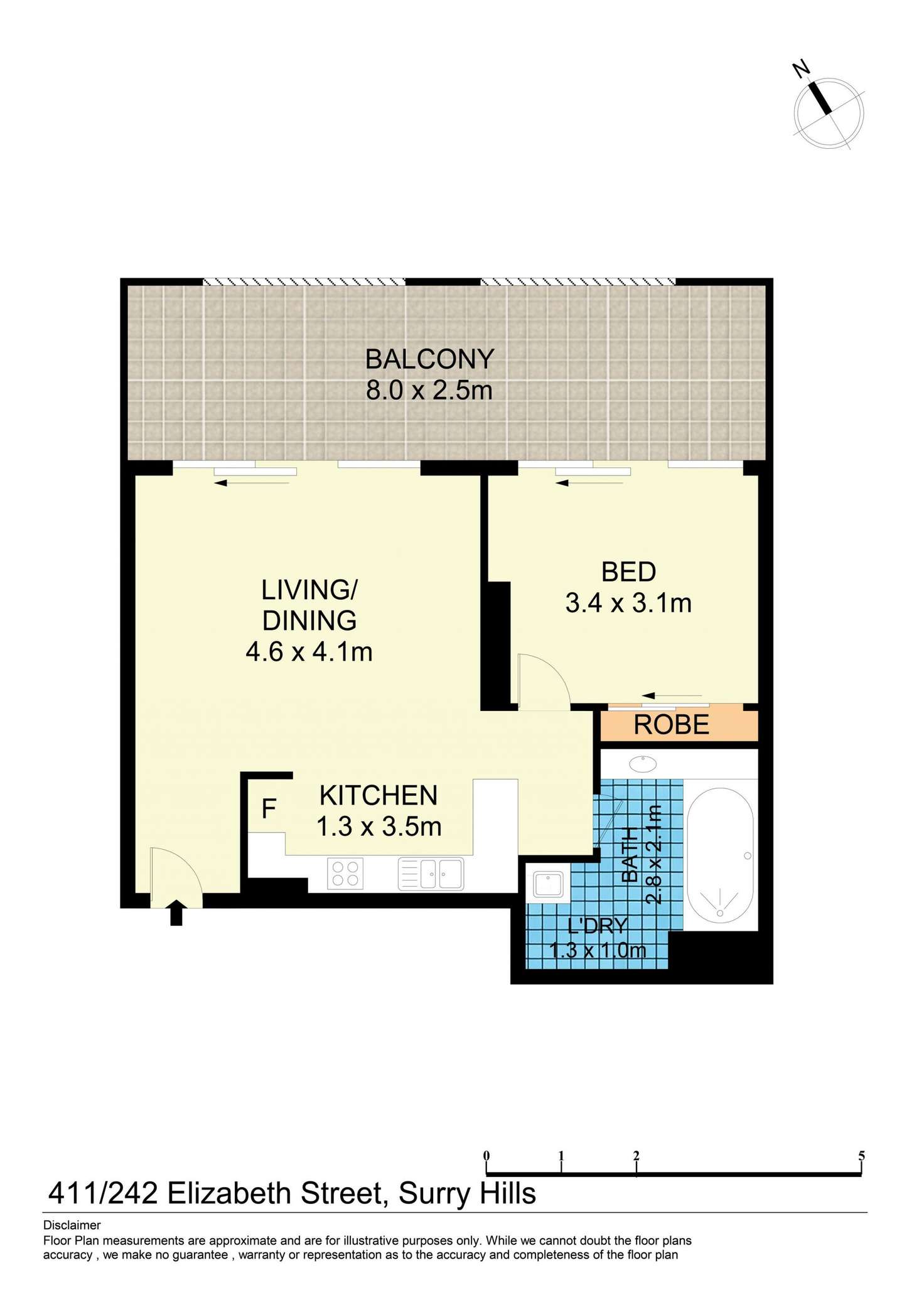 Floorplan of Homely apartment listing, 411/242 Elizabeth Street, Surry Hills NSW 2010