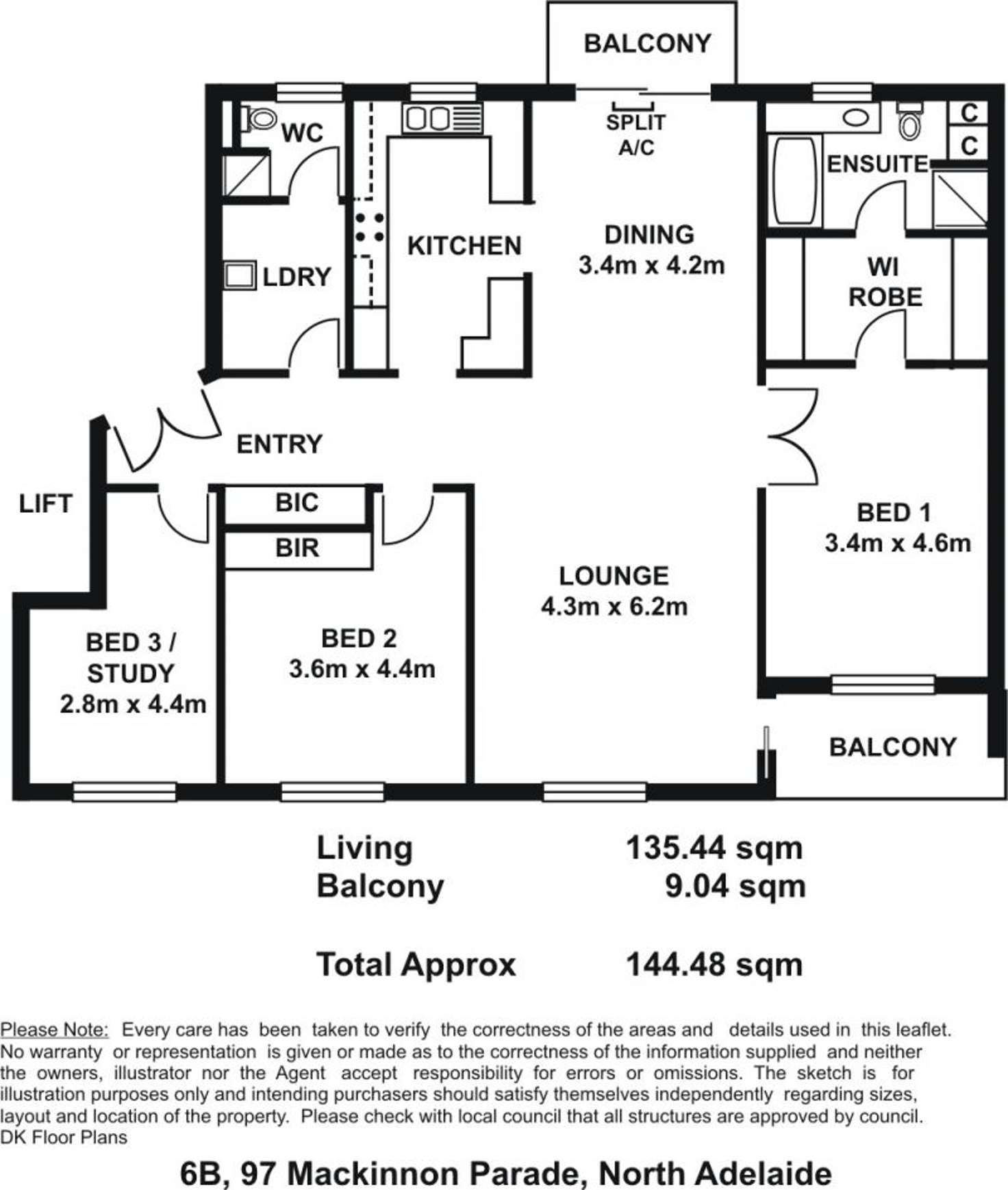 Floorplan of Homely unit listing, 6B 97 MacKinnon Parade, North Adelaide SA 5006
