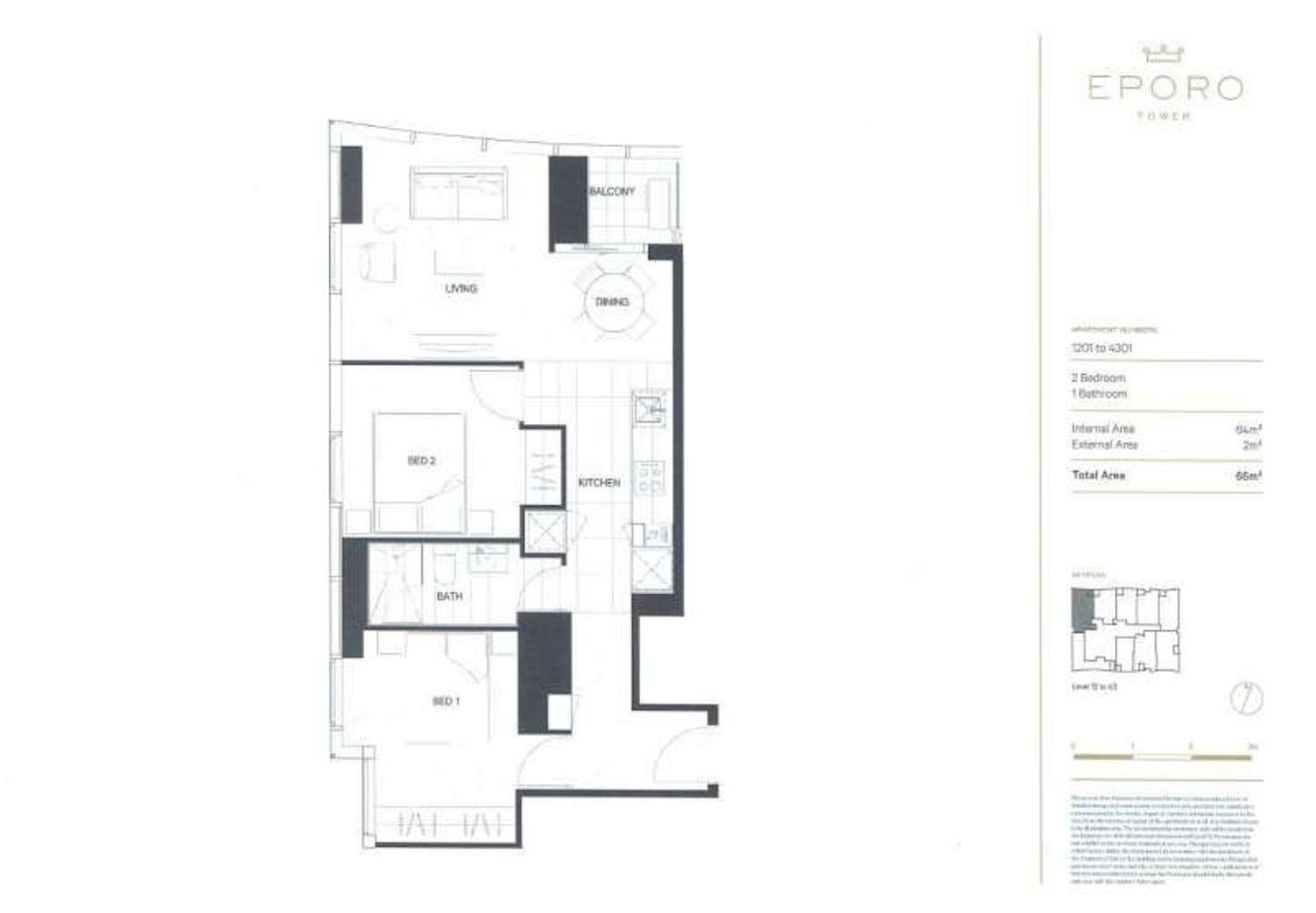 Floorplan of Homely apartment listing, 3601/285 La Trobe Street, Melbourne VIC 3000