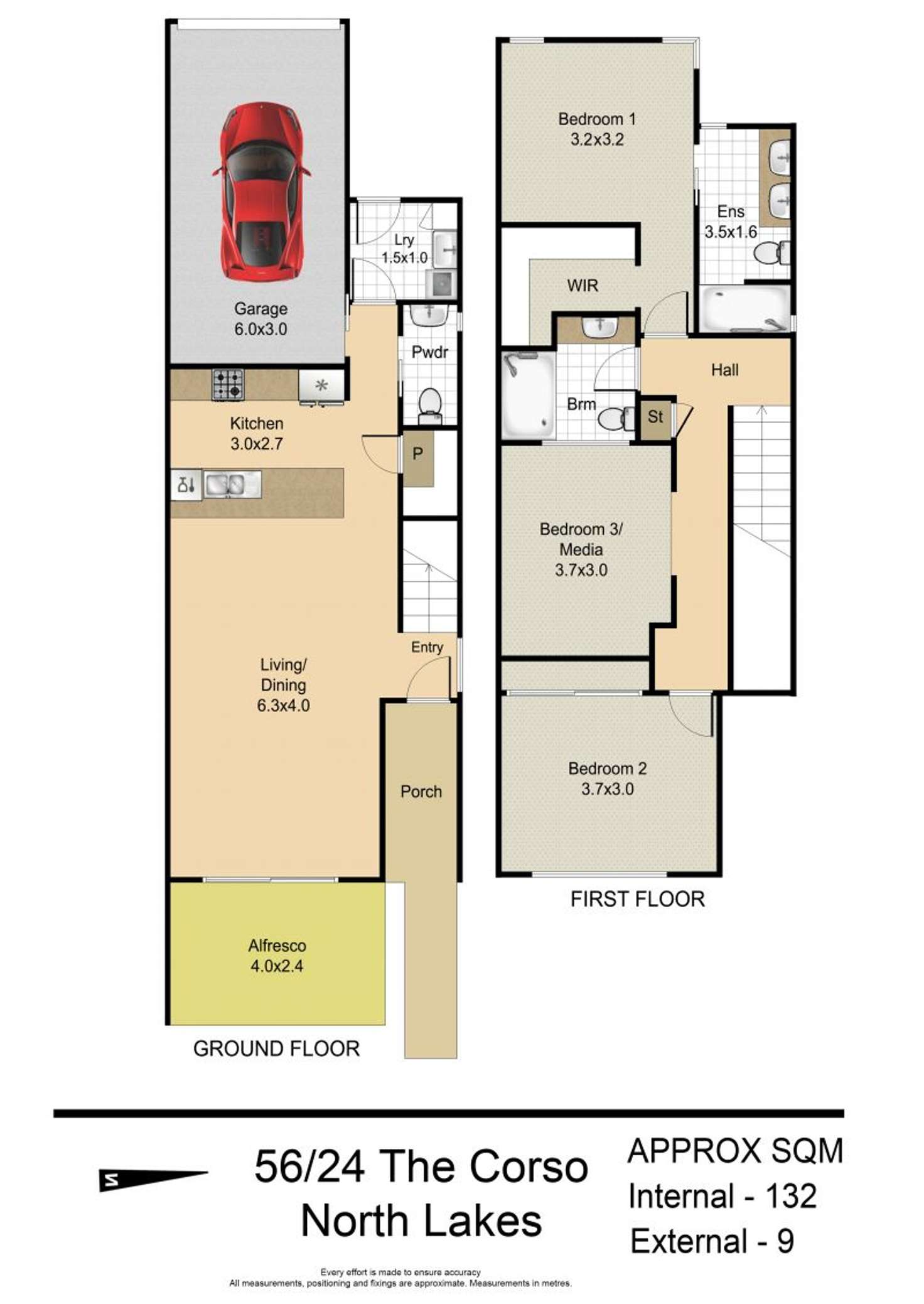 Floorplan of Homely townhouse listing, 56/24 The Corso, North Lakes QLD 4509