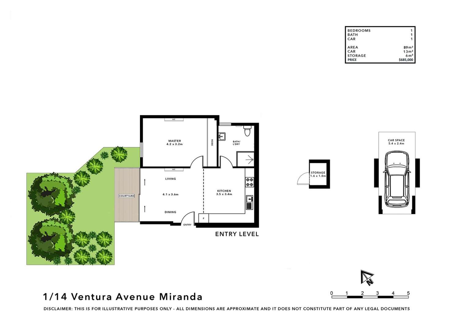 Floorplan of Homely villa listing, 1/14 Ventura Avenue, Miranda NSW 2228