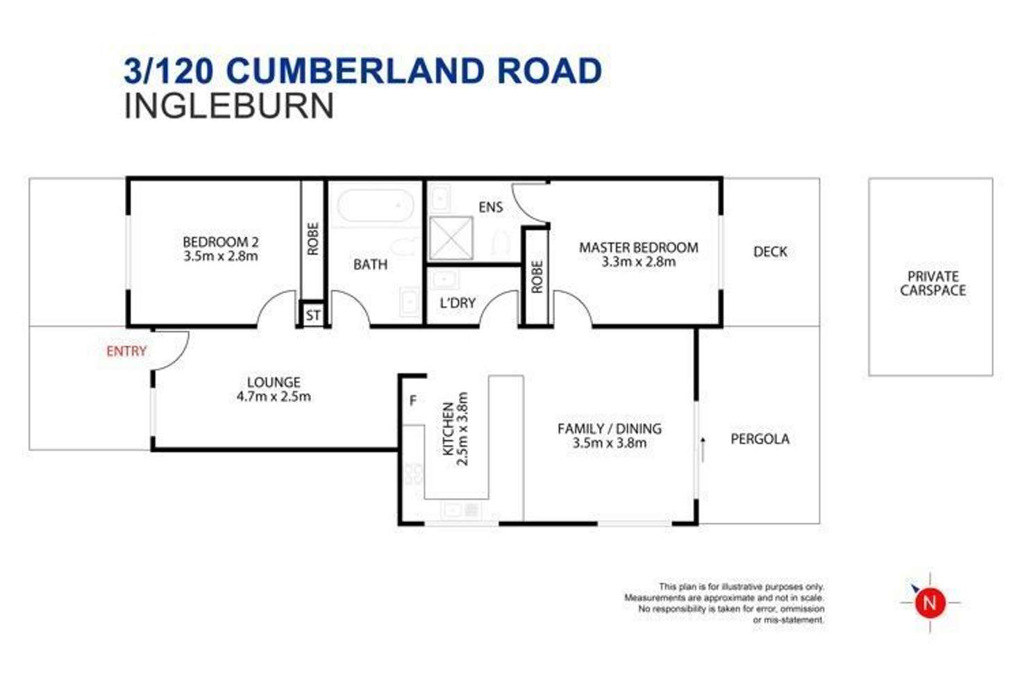 Floorplan of Homely townhouse listing, 3/120-122 Cumberland Road, Ingleburn NSW 2565
