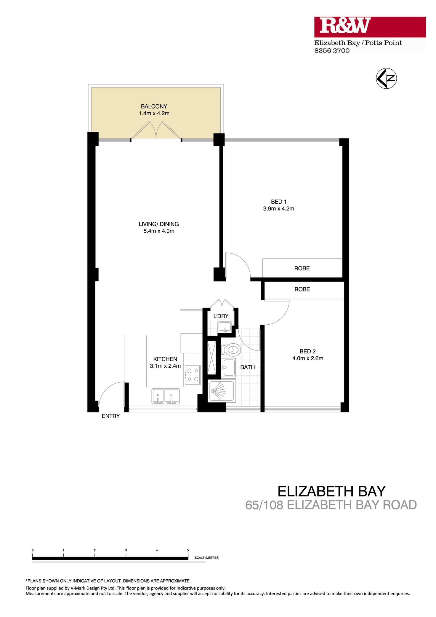 Floorplan of Homely apartment listing, 65/108 Elizabeth Bay Road, Elizabeth Bay NSW 2011