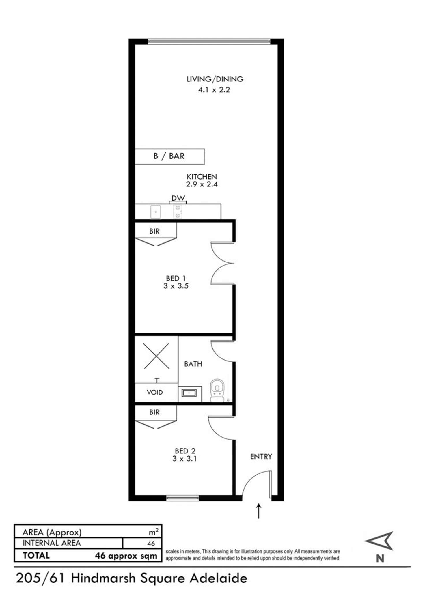 Floorplan of Homely unit listing, Unit 205, 61 Hindmarsh Square, Adelaide SA 5000