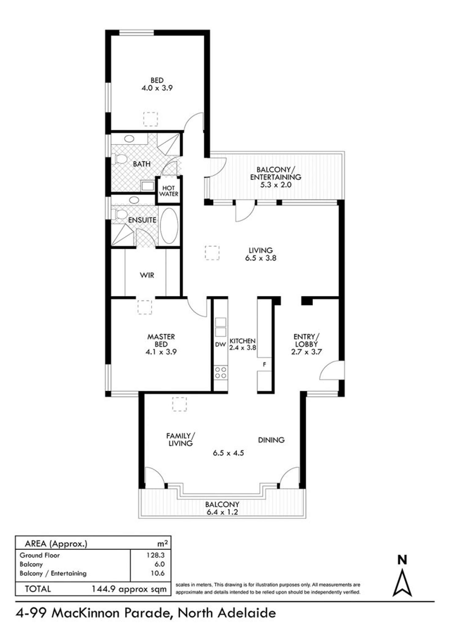 Floorplan of Homely apartment listing, 4/99 MacKinnon Parade, North Adelaide SA 5006